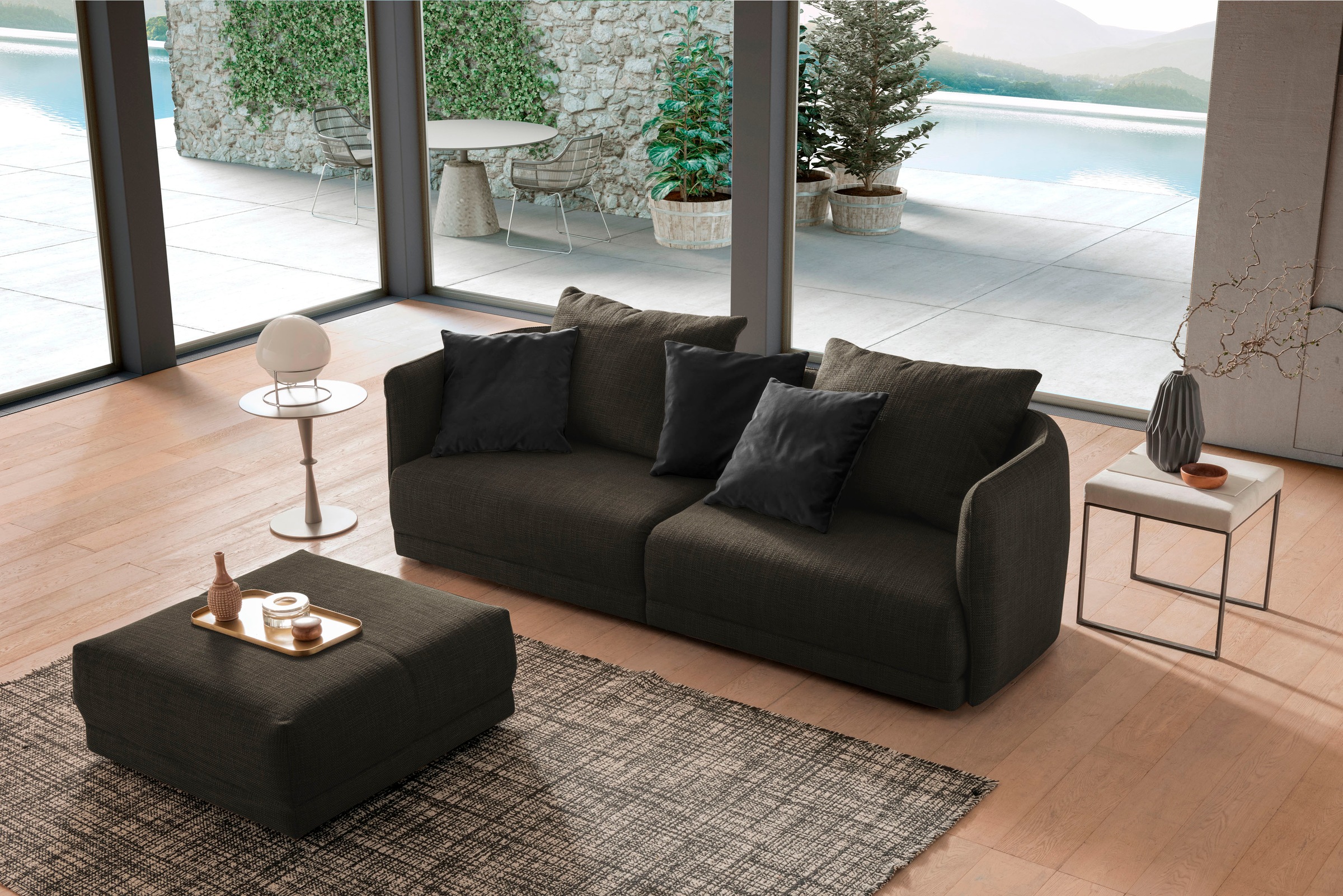 designwerk Big-Sofa »New York, anmutendes Designsofa«, mit schmaler Arm- & Rückenlehne