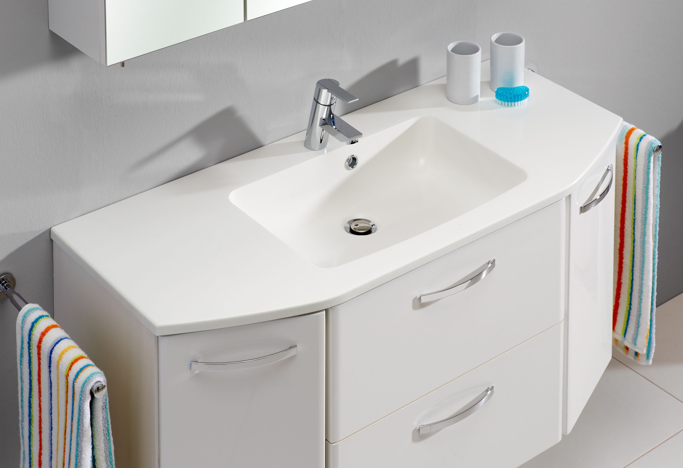 Saphir Badmöbel-Set »Quickset 326, 3-teilig, mit Mineralmarmorbecken« 3 Stk. tlg.