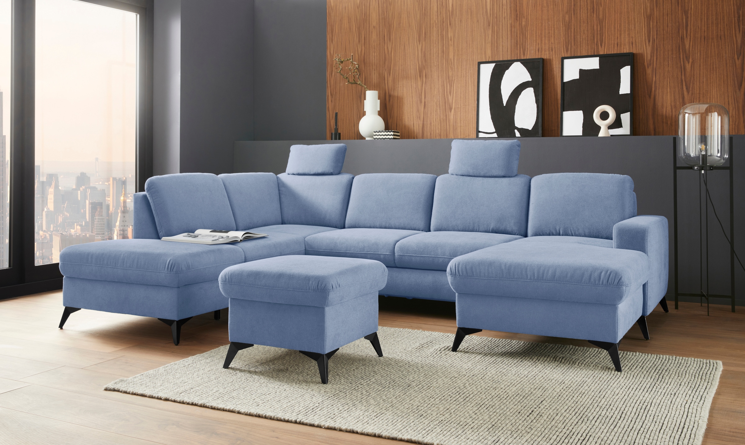 Home affaire Wohnlandschaft »Lolland U-Form« Wahlweise mit Bettfunktion und günstig online kaufen