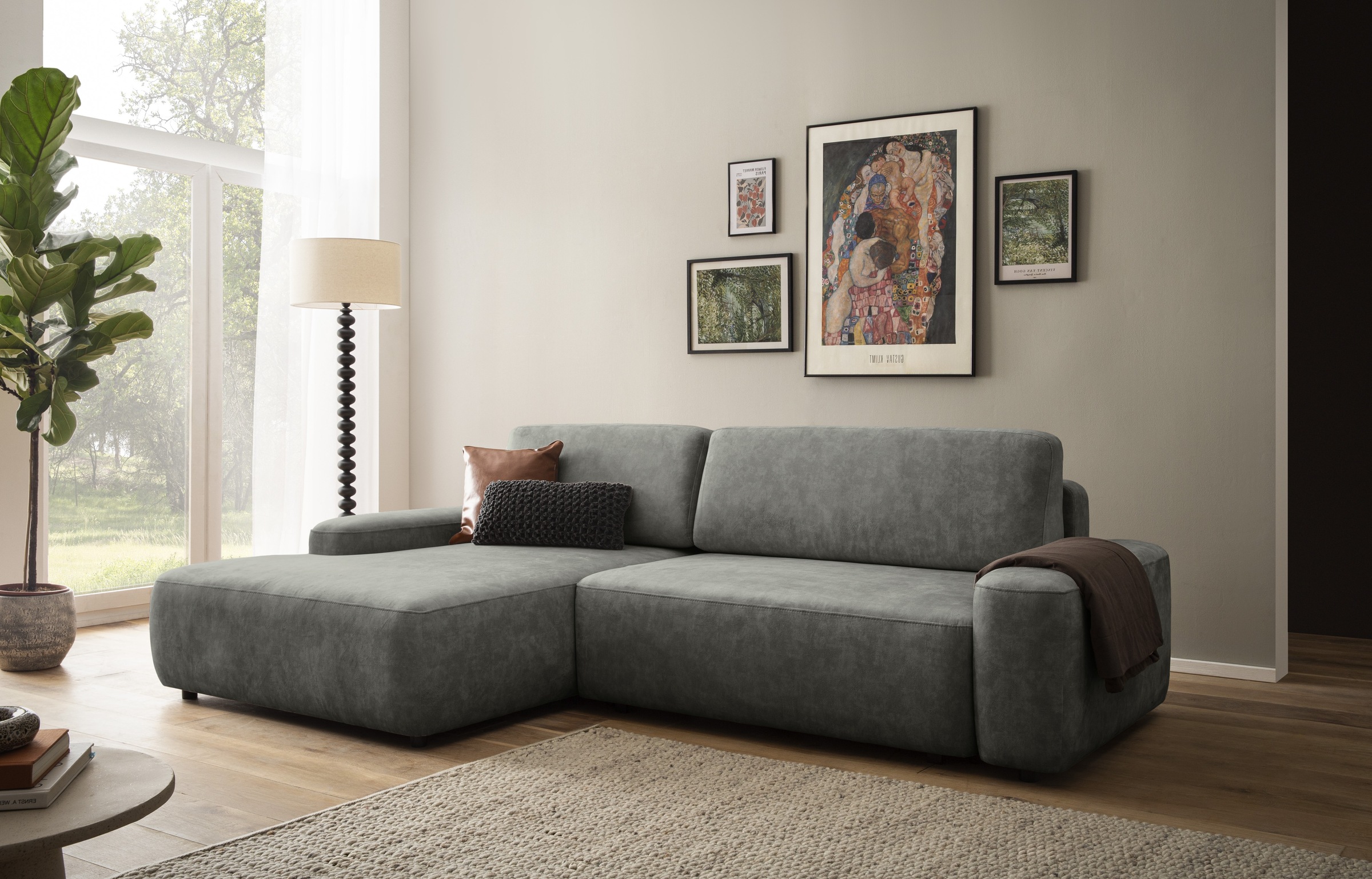 Home affaire Ecksofa »TORGE (264cm), Schlafsofa in Cord, Samtvelours o Stru günstig online kaufen