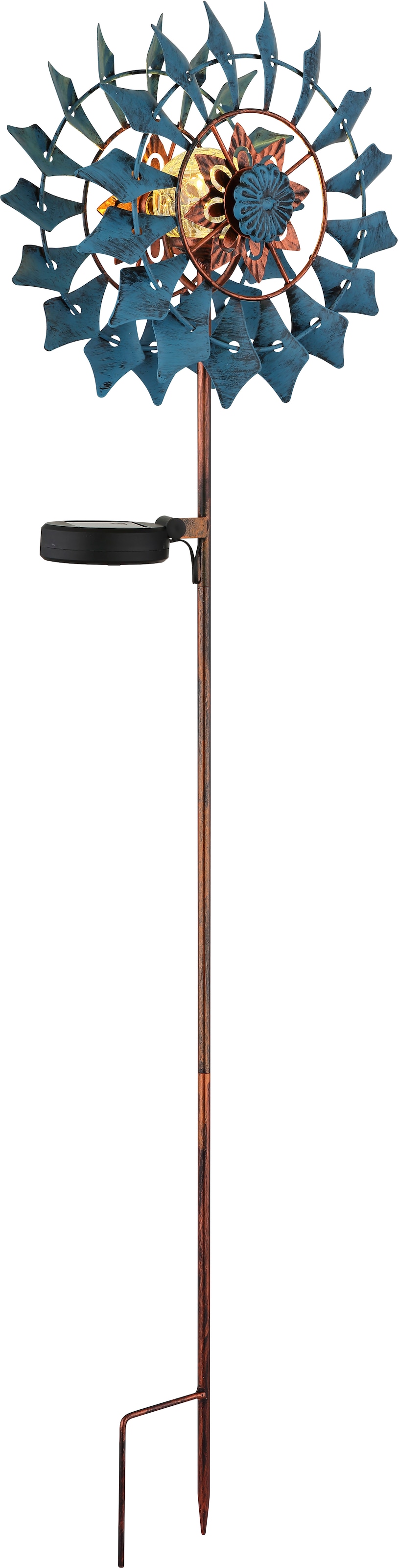 GLOBO LIGHTING LED Solarleuchte »SOLARLEUCHTE METALL GOLDFARBEN PATINIERT, 1XLED« LED-Modul 1 Stk. Warmweiß Solar Garten Terrasse Außenbeleuchtung Dekoleuchten