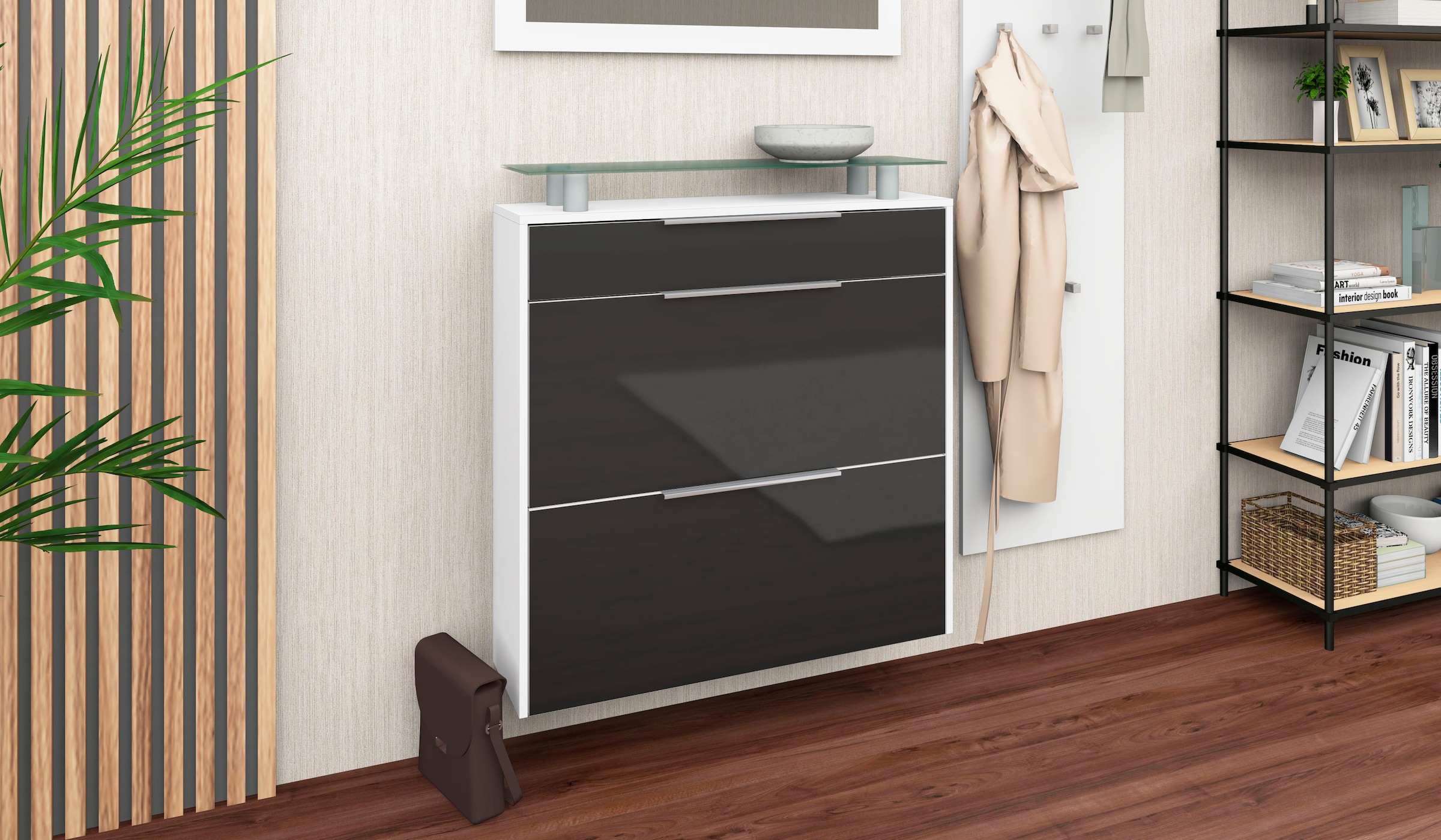borchardt Möbel Schuhschrank »Oliva«, Breite 89 cm, hängend, mit 2 Doppeltrommel und 1 Schubkasten