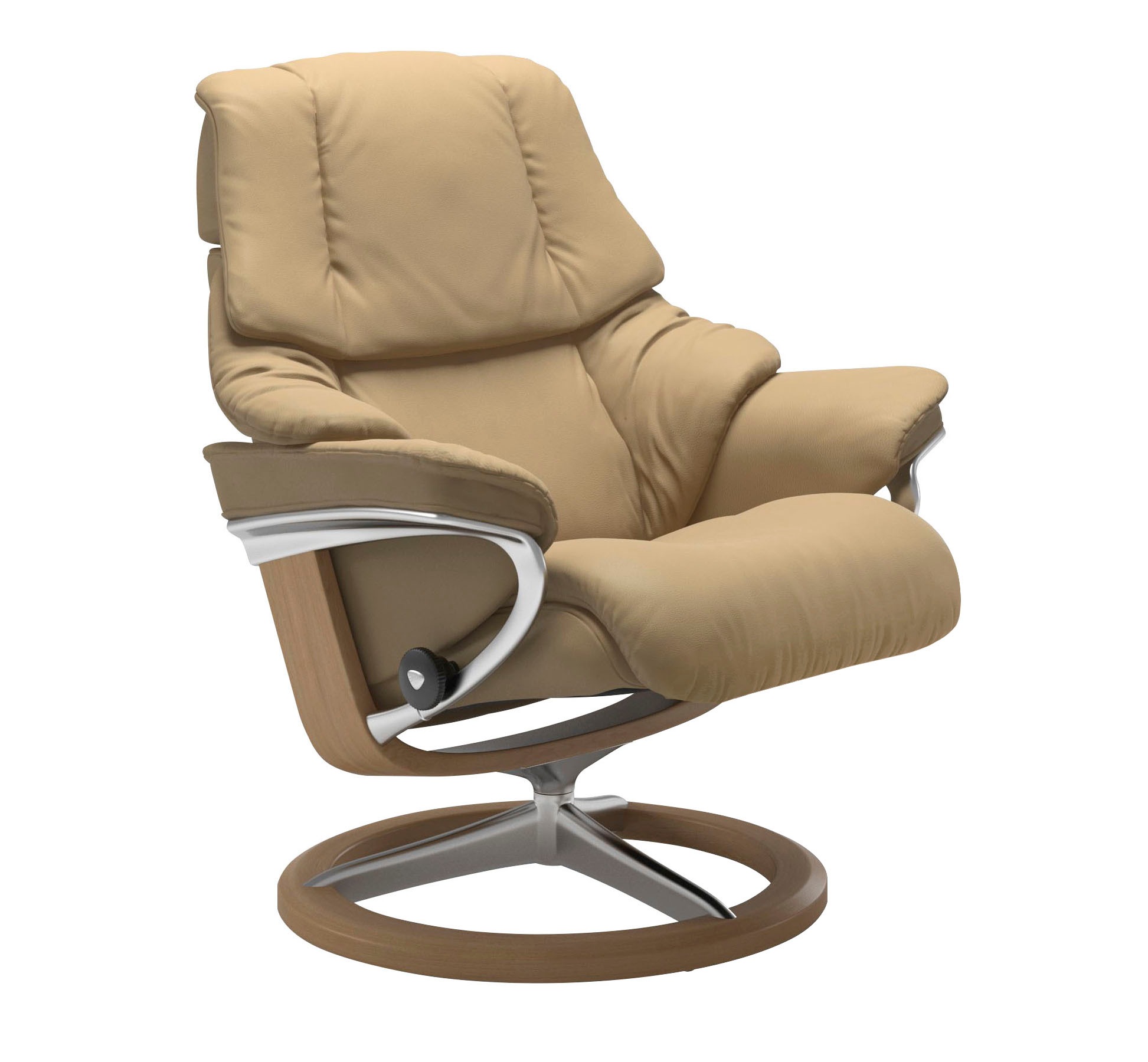 Stressless® Relaxsessel »Reno«, (Set, Relaxsessel mit Hocker), mit Hocker, mit Signature Base, Größe S, M & L, Gestell Eiche