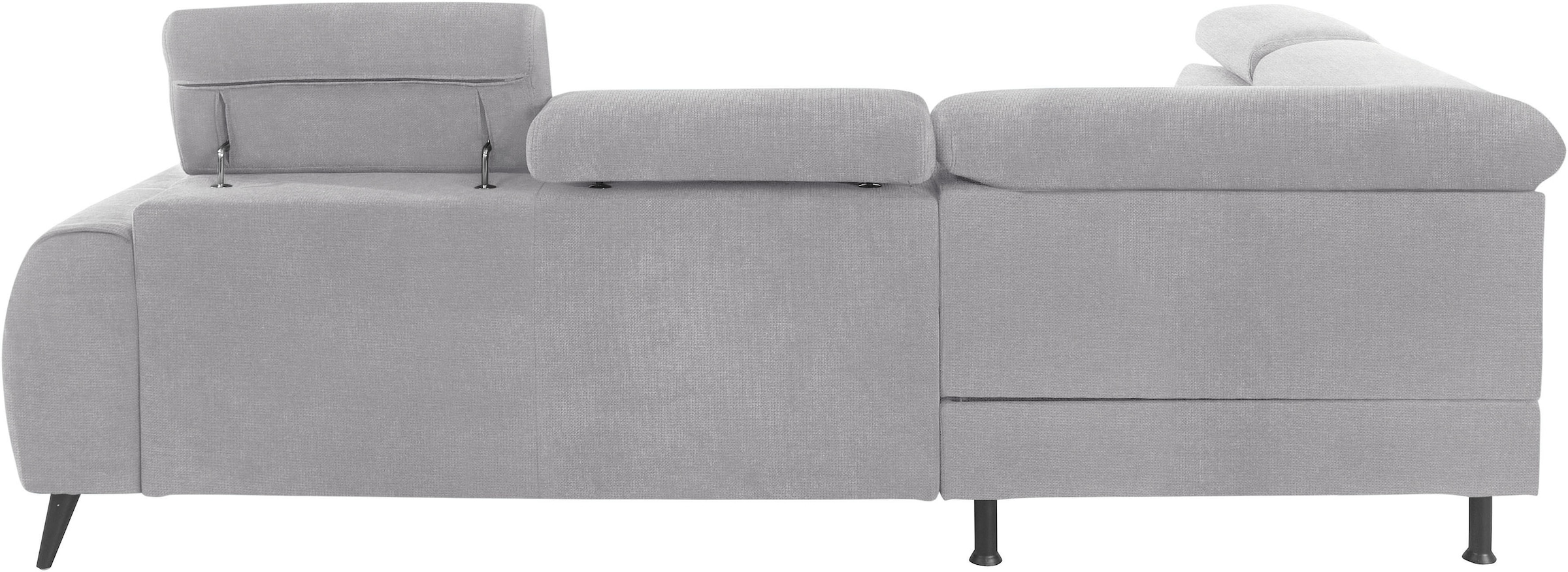 COTTA Ecksofa »Mia L-Form mit 3 Zierkissen«, wahlweise mit Bettfunktion, Bettkasten, Beleuchtung & Wireless-Charger