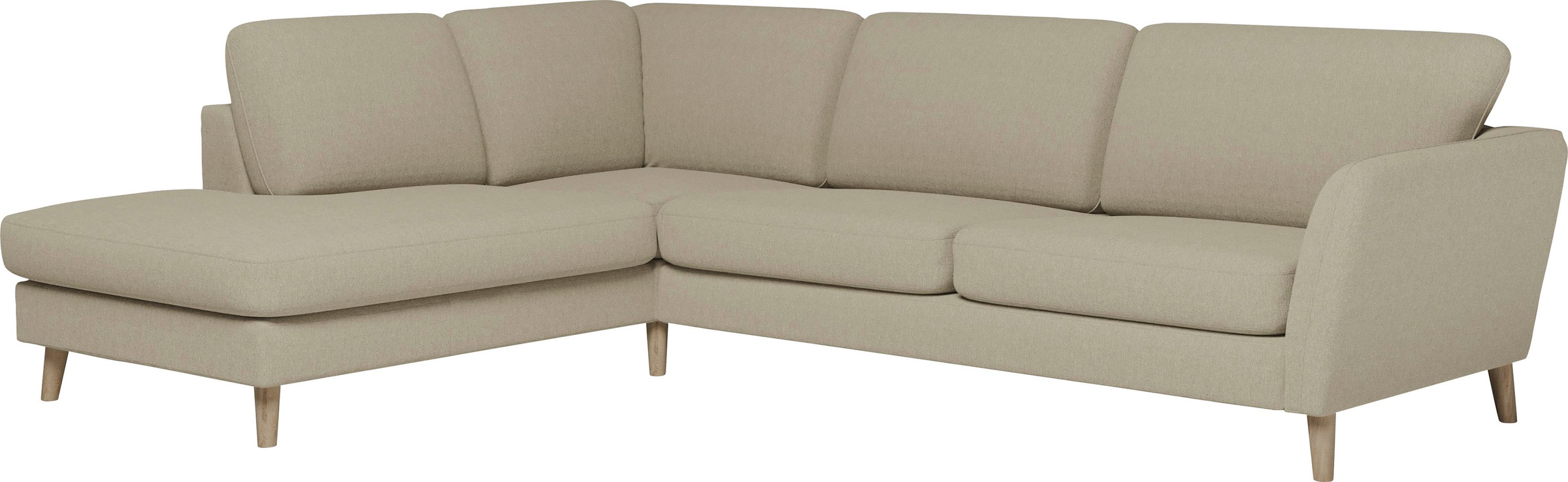 Home affaire Ecksofa »MARSEILLE 278/202 cm, L-Form, Ottom. rechts/links, verschiedene Bezüge«, Massivholzbeine Eiche, Landhausstil, Wellenunterfederung