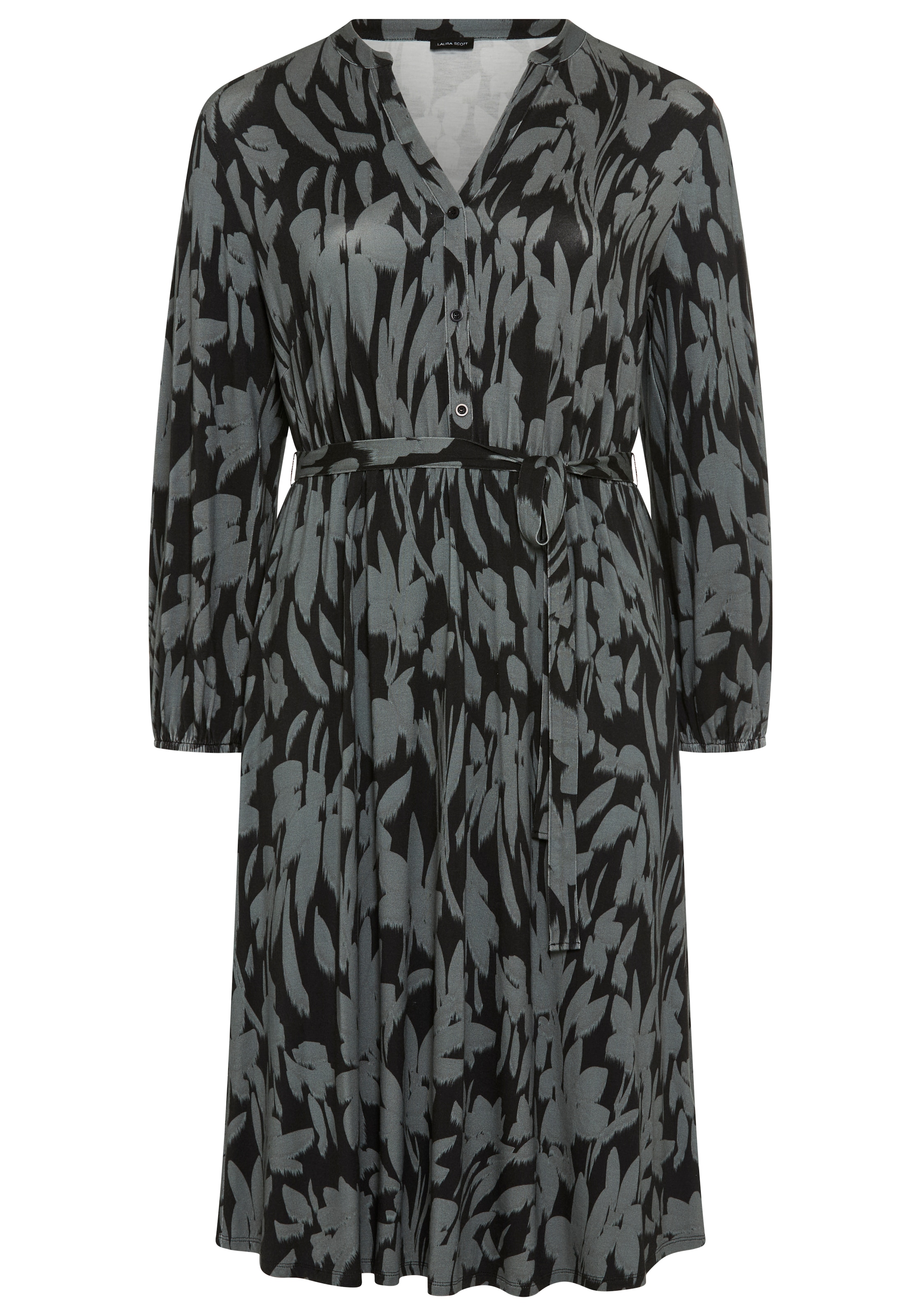 Laura Scott CURVE Jerseykleid »Große Größen« wadenlang, gemustert, aus elastischer Viskosemischung, Langarm