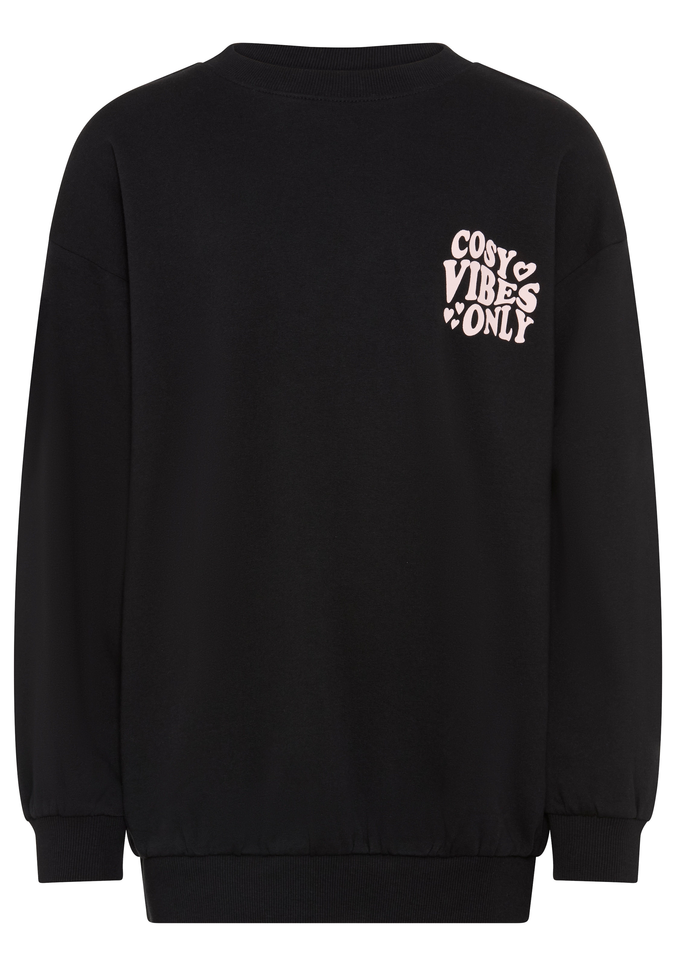 KIDSWORLD Sweatshirt »Rückenprint Sweatshirt in lockerer Form«, Weites Sweatshirt mir Front- und Rückendruck in bequemer Form
