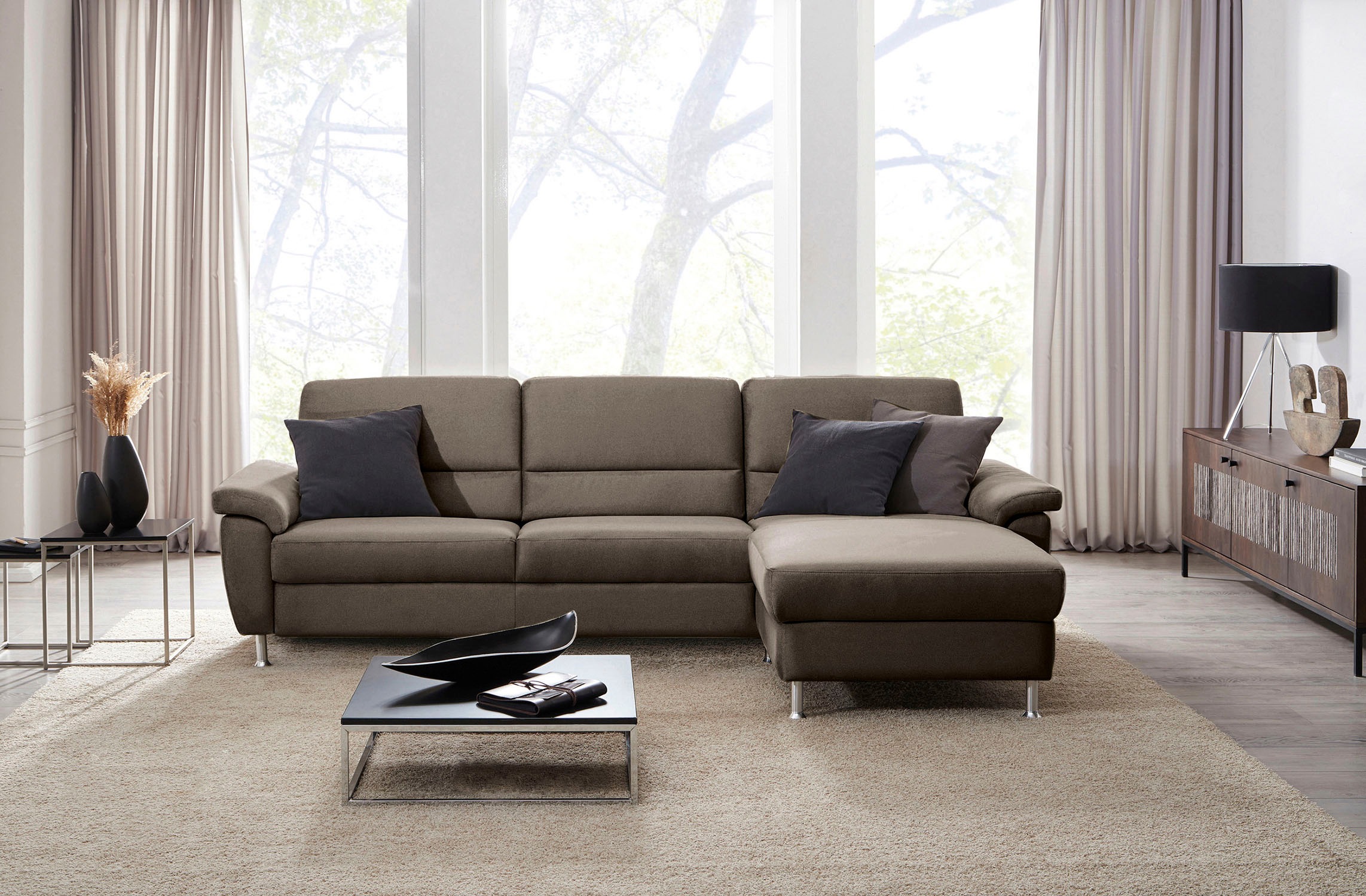 CALIZZA INTERIORS Ecksofa »Onyx L-Form«, Recamiere links oder rechts, wahlweise mit Bettfunktion, Breite 270 cm