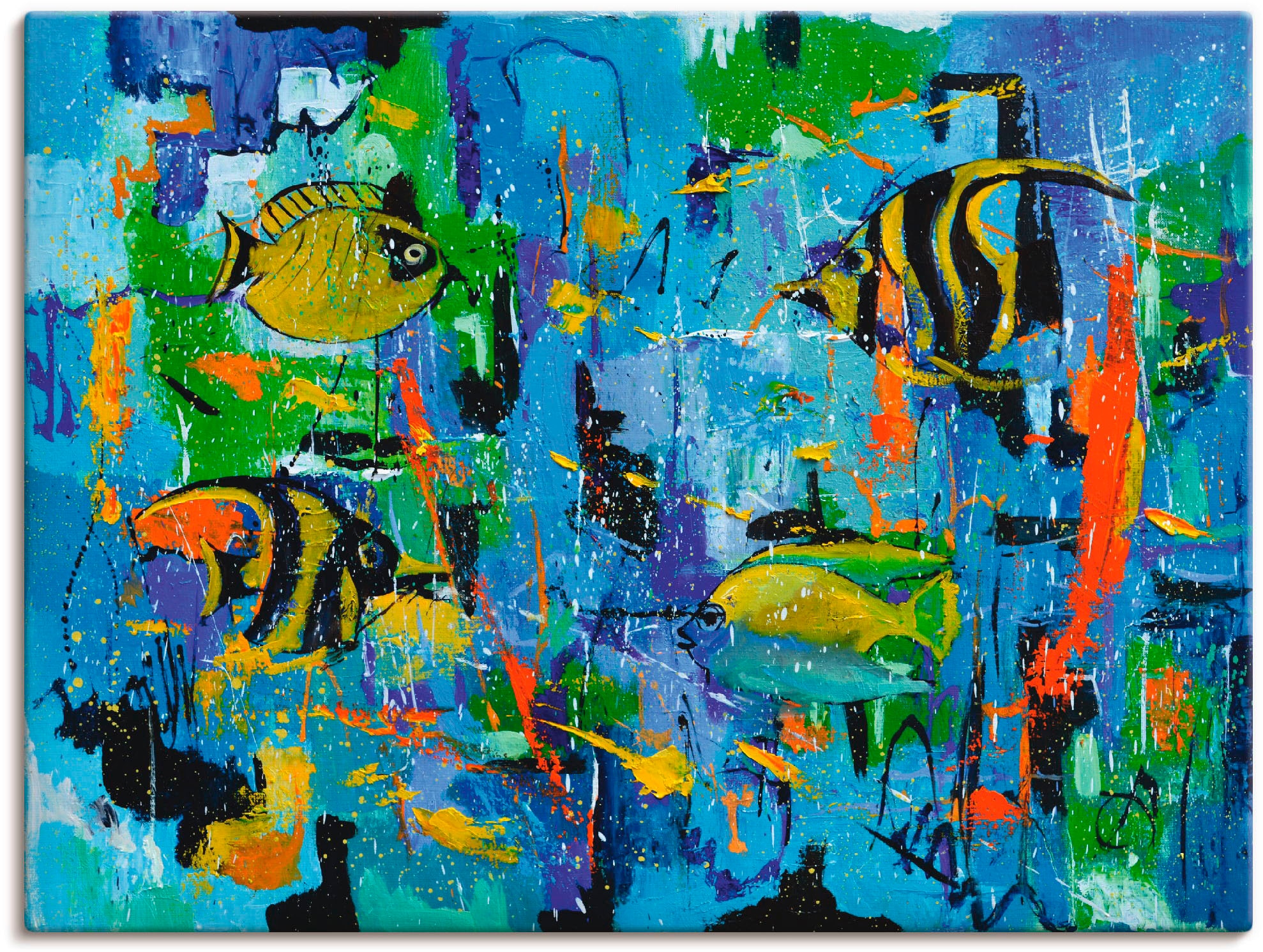 Artland Leinwandbild »Abstrakt Fische Blau« Wassertiere 1 Stk. tlg. auf Kei günstig online kaufen