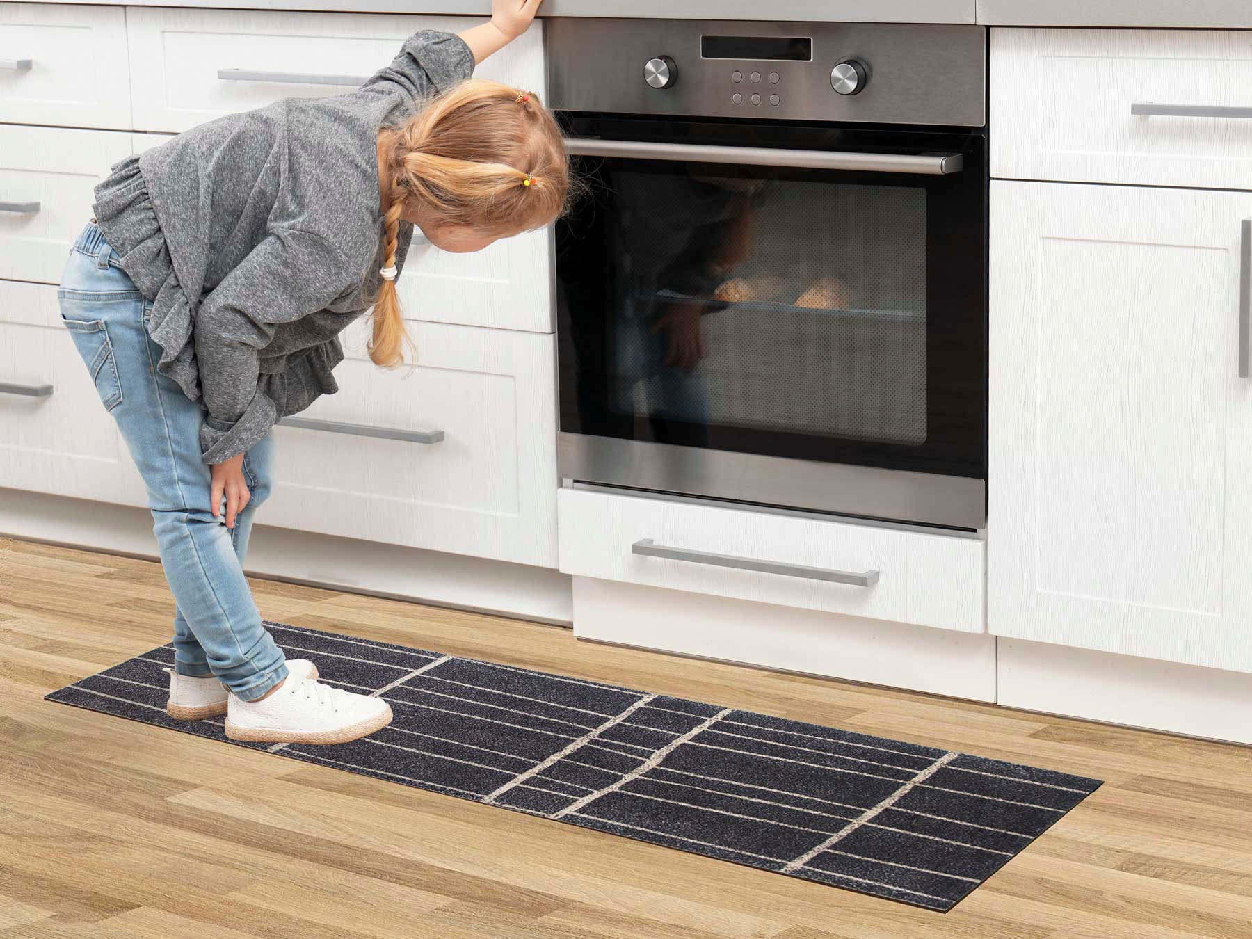 Primaflor-Ideen in Textil Küchenläufer »LINES«, rechteckig, 6,5 mm Höhe, modernes Design, Größe 50x150 cm, rutschhemmend, Küche