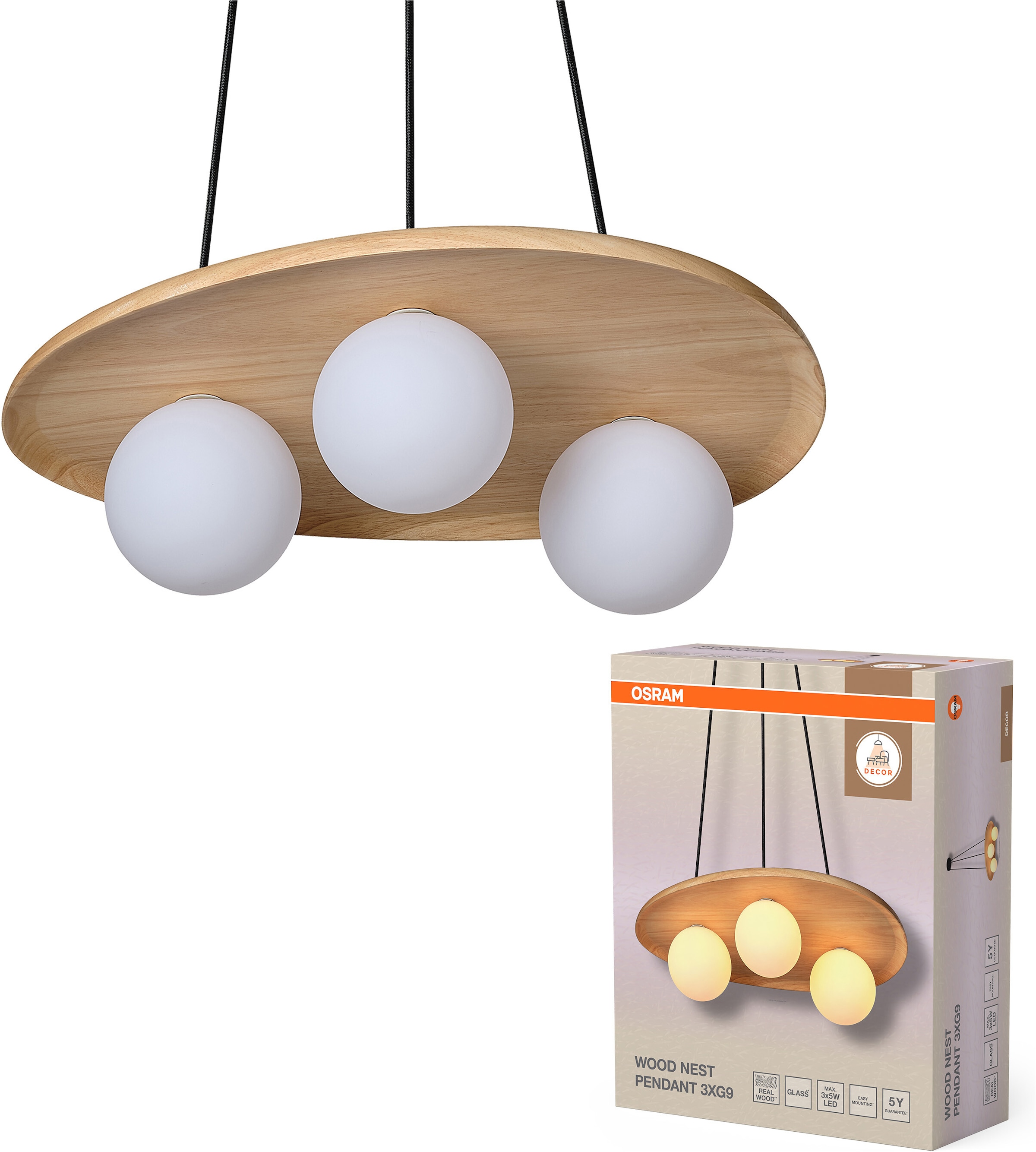 Osram Pendelleuchte »Decor Acacia-Wood Nest« G9 1 Stk. braun, Fassung G9
