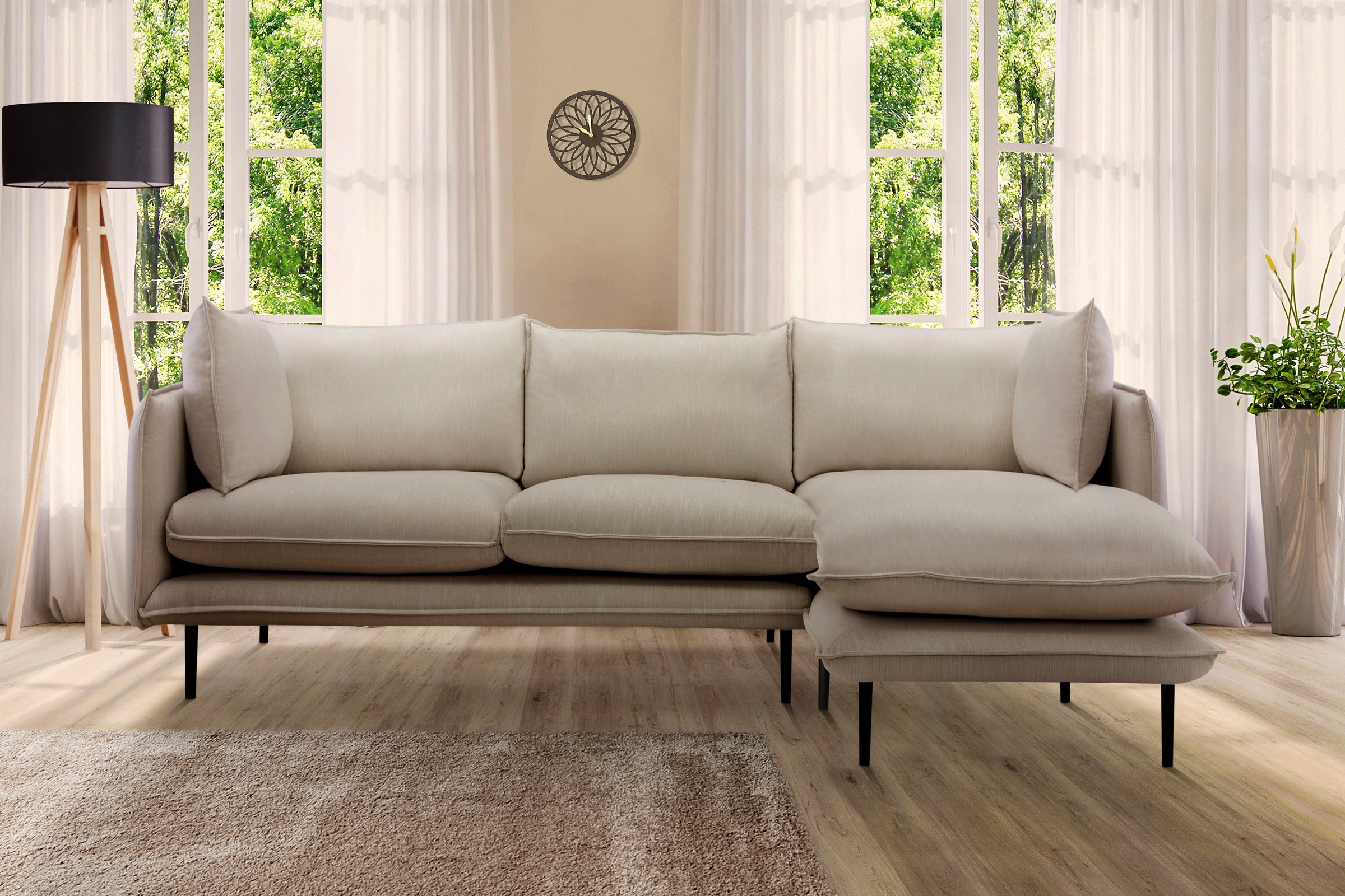 Home affaire Ecksofa »Somba L-Form« mit dickem Keder, Ottomane wahlweise li günstig online kaufen