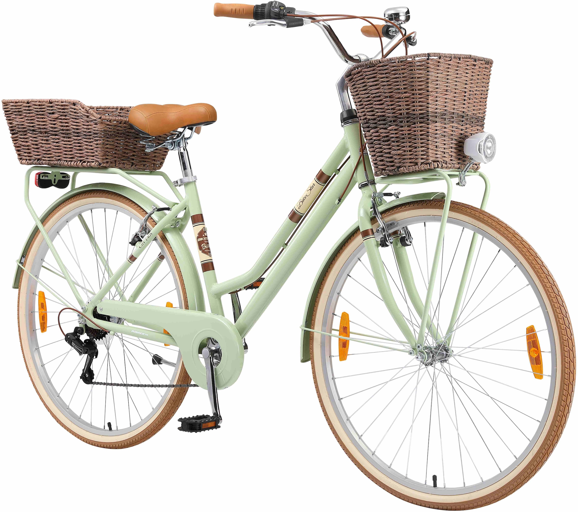 Bikestar Cityrad, 7 Gang, Shimano, RD-TY21 Schaltwerk, Kettenschaltung, für Damen, Kettenschaltung