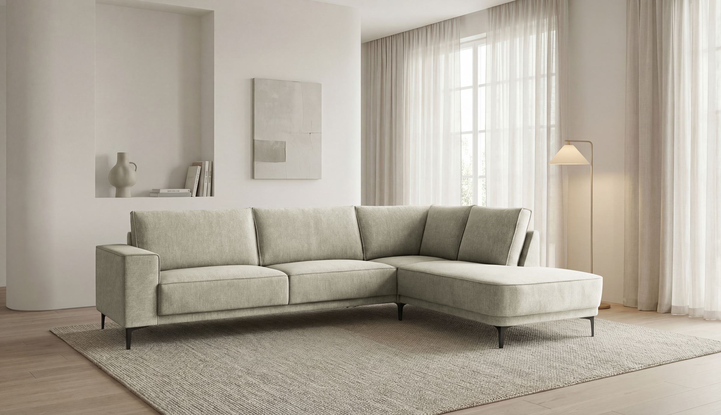 OTTO home Ecksofa »Casina« mit abgerundeter Ottomane, in einem weichen Chenille-Stoff