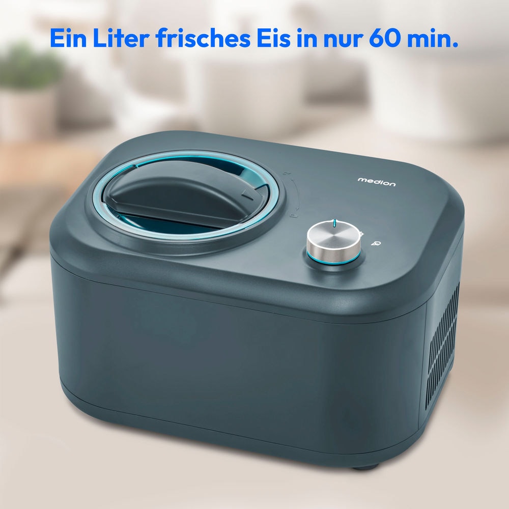 Medion® Eismaschine »MD 10169«, 100 W, 1 L Eis, kein Vorkühlen notwendig, entnehmbarer Aluminium-Eisbehälter