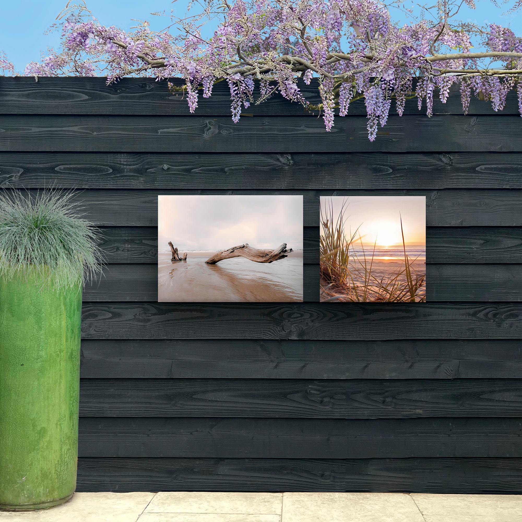 Art for the home Leinwandbild »Outdoor Sonnenuntergang 50x50cm«, Romantisch-Strand, (1 St.), Leinwand für draußen -Sonnenuntergang Dünen - 50x50cm