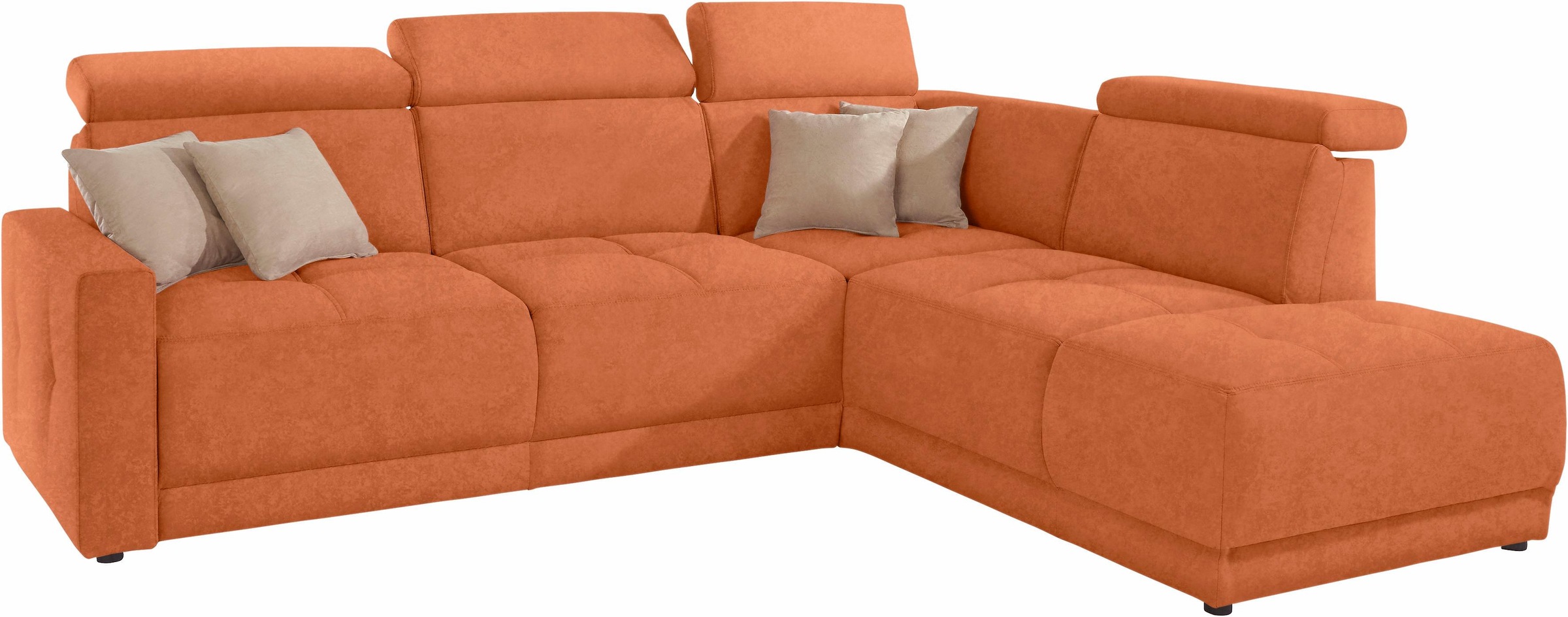 DOMO collection Ecksofa »Ava, moderne Sitzheftung mit toller Doppelnaht, komfortabel, L-Form«, mit Ottomane, inkl. Federkern, wahlweise mit Kopfteilverstellungen