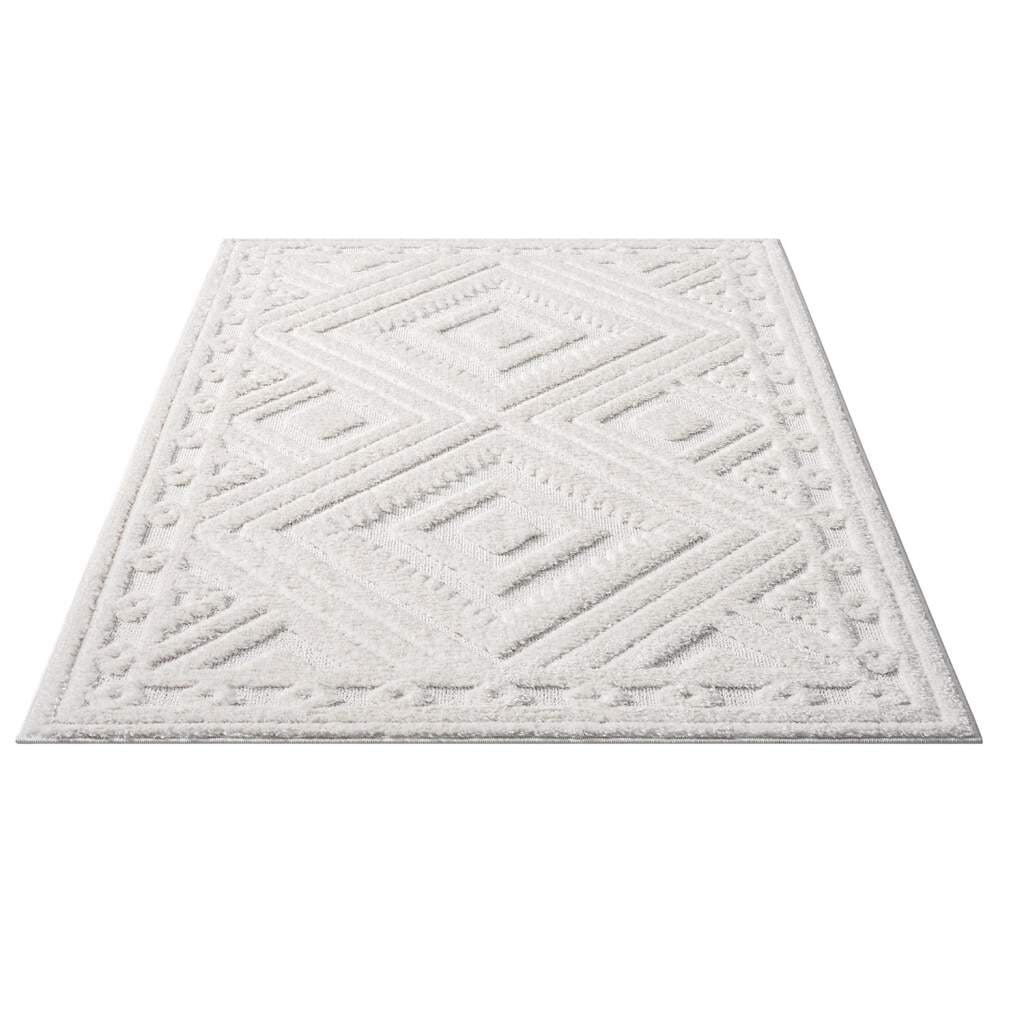 Carpet City Hochflor-Teppich »FOCUS777«, rechteckig, 20 mm Höhe, Boho-Teppich, Hochtief-Muster/ 3D-Effekt, für Wohnzimmer, Schlafzimmer
