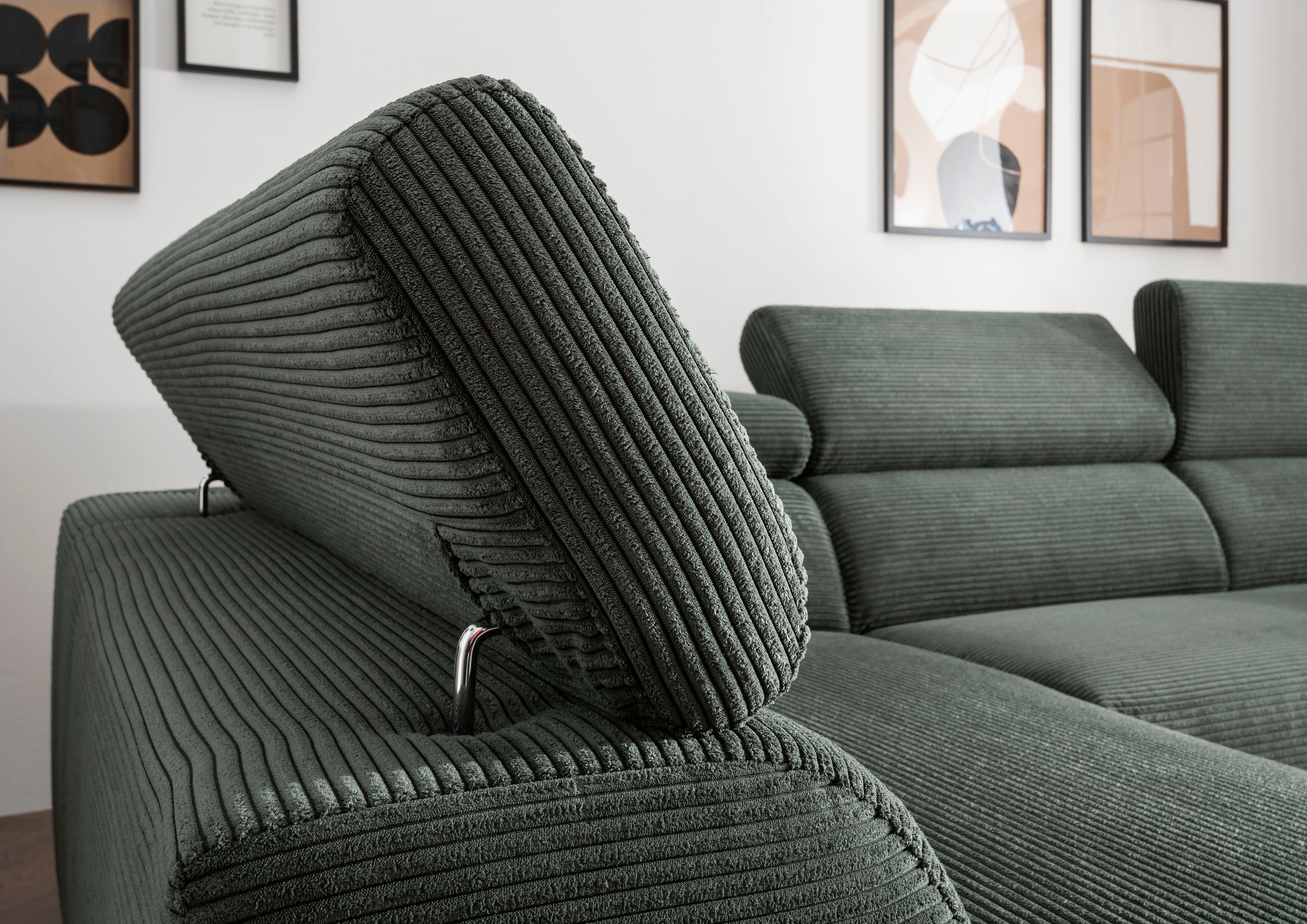 alina Ecksofa »Hikari«, wahlweise mit Sitzvorzug, in modernem Cordstoff, Breite 302 cm