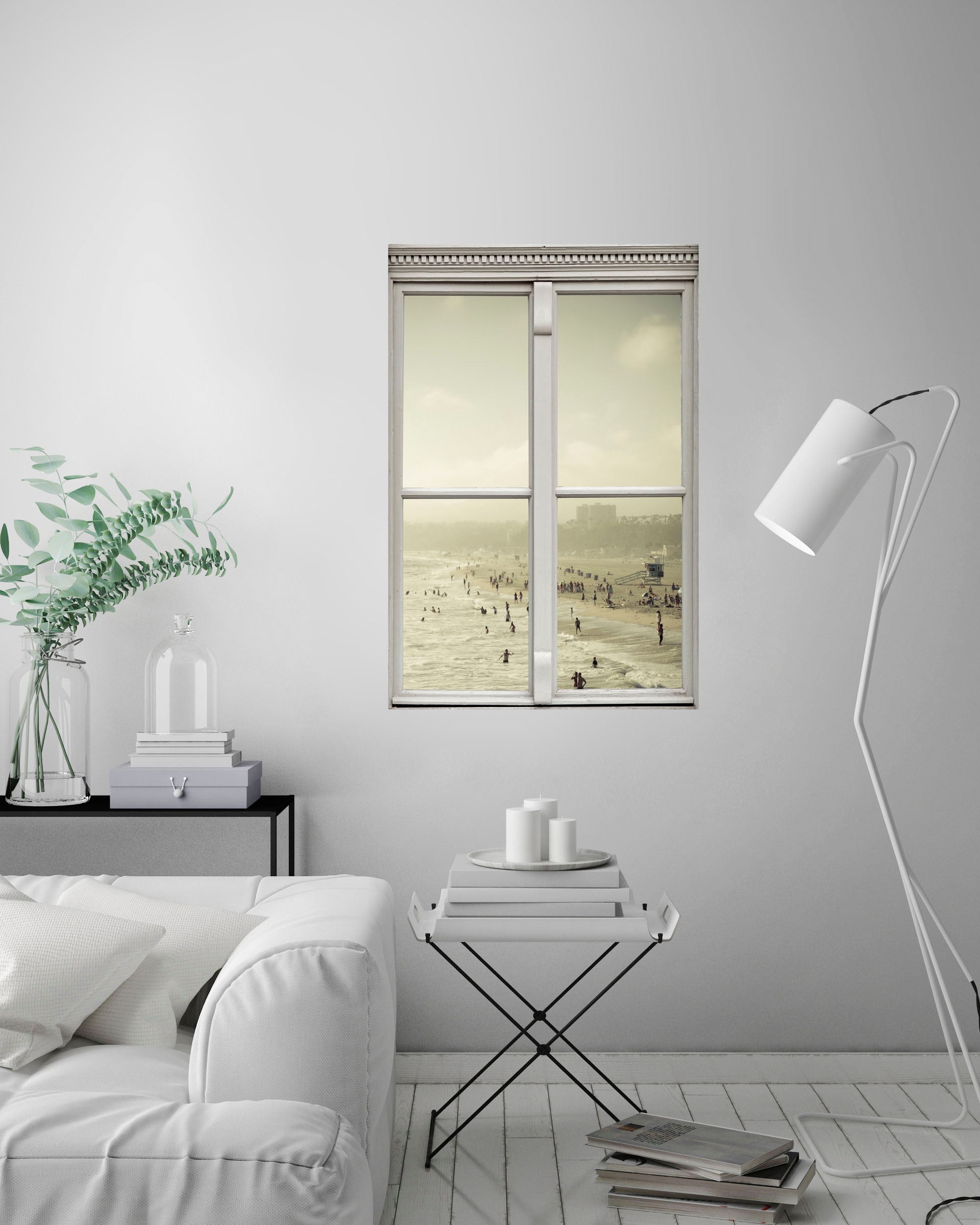 queence Wandsticker »Beach«, Wandsticker, Wandbild, selbstklebend, 3D, Fenster