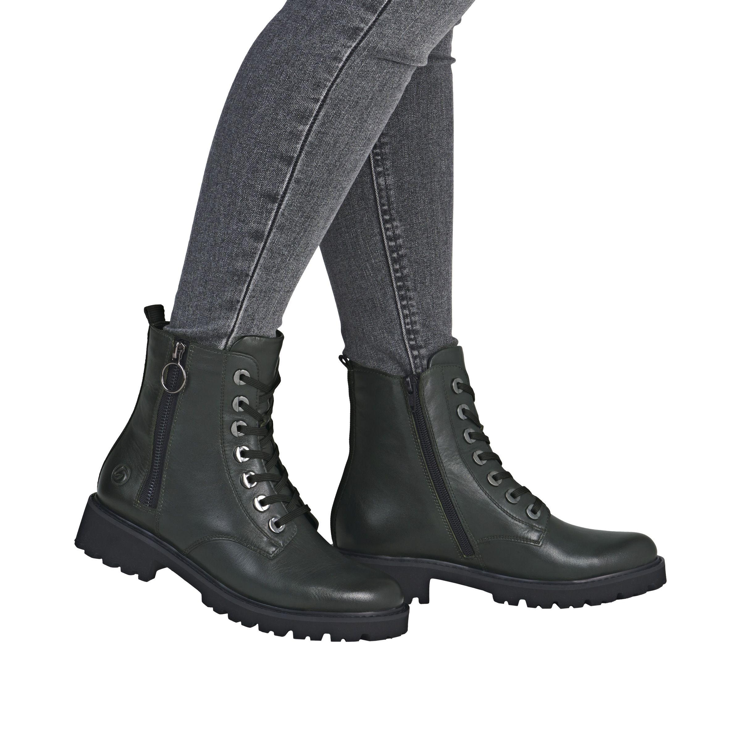 Remonte Schnürstiefelette, Blockabsatz, Stiefelette, Schnürboots, Flats im Used Look