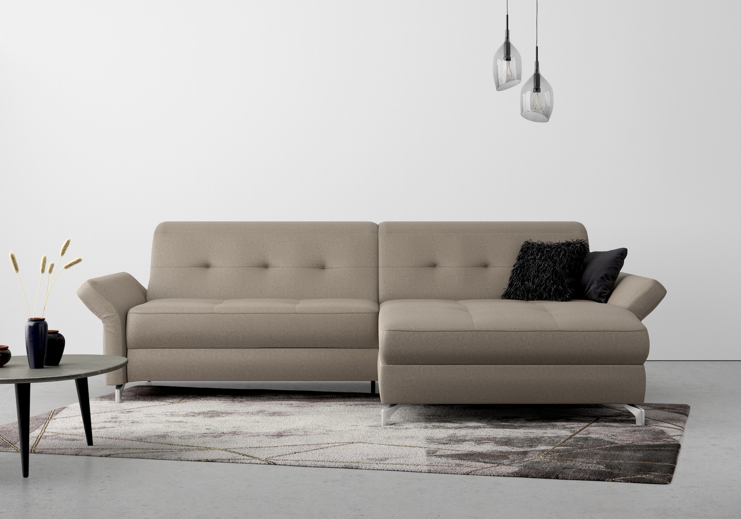 Home affaire Ecksofa »Maredo L-Form« Federkern, wahlweise auch mit Kopfteil günstig online kaufen