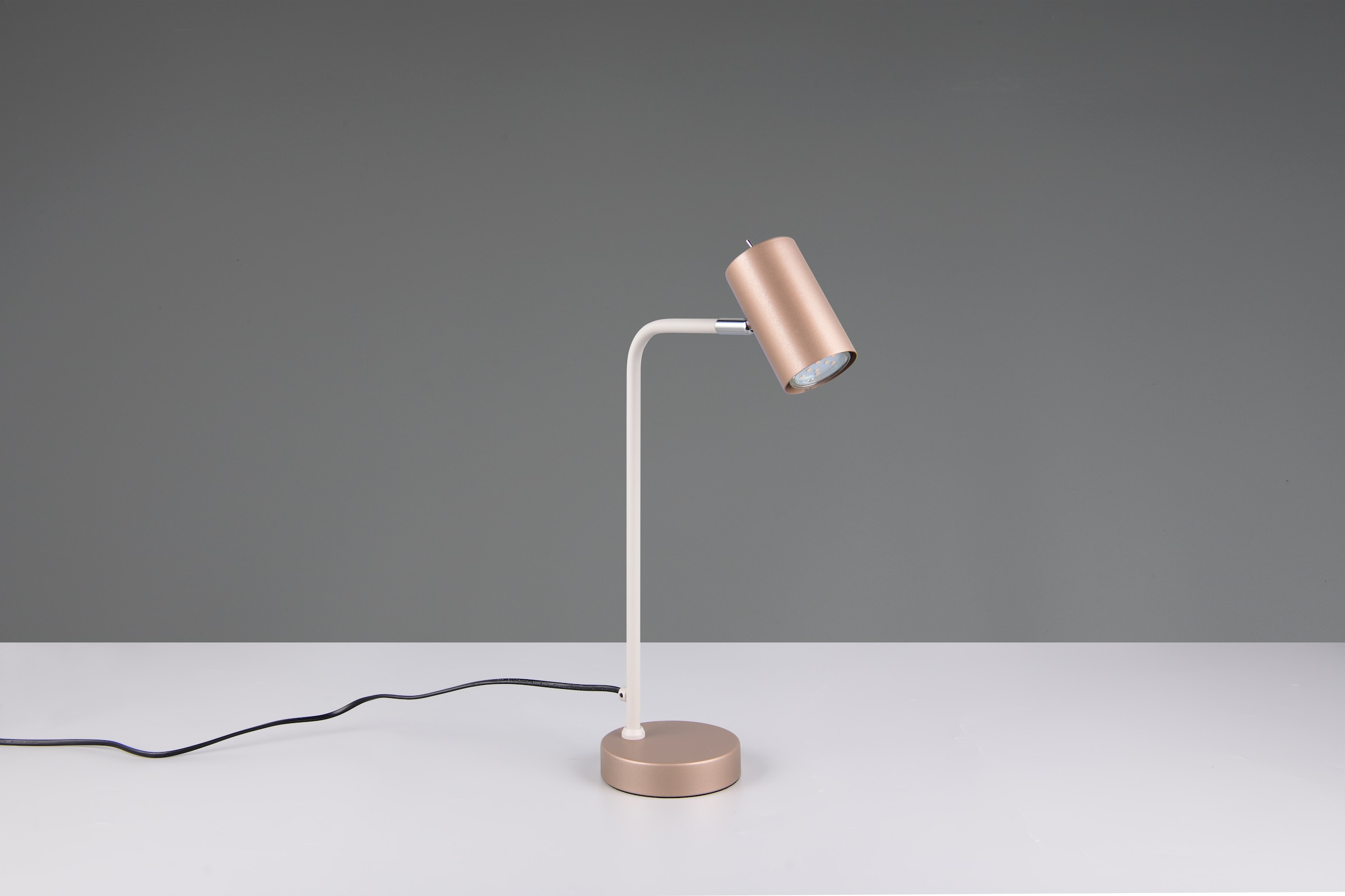 TRIO Leuchten Schreibtischlampe »MARLEY, exkl. 1x GU10 max 5W, Tischleuchte Höhe 45cm«, 1 flammig, Leuchtmittel GU10 | Leuchtmittel wechselbar, mit Kippschalter, Leuchtenkopf schwenkbar, 150cm Anschlusskabel