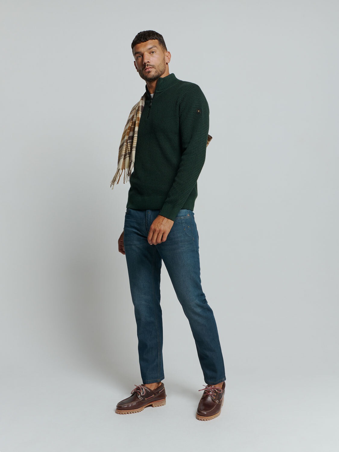NO EXCESS Rollkragenpullover »No Excess Halber Reißverschluss Pullover Melange«