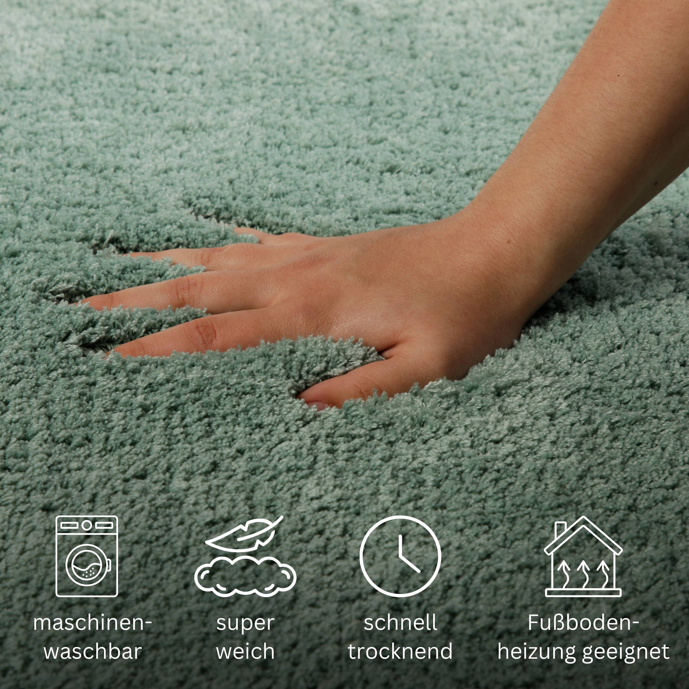 my home Badematte »Kaarin«, rutschhemmend beschichtet, schnell trocknend, Badteppich, getuftet, flauschig, hochflor, große Farbauswahl