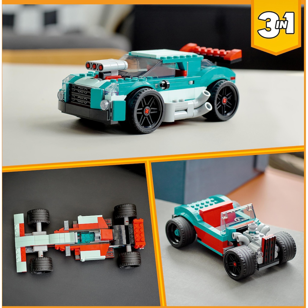 LEGO® Konstruktionsspielsteine »Straßenflitzer (31127), LEGO® Creator 3in1«, (258 St.)