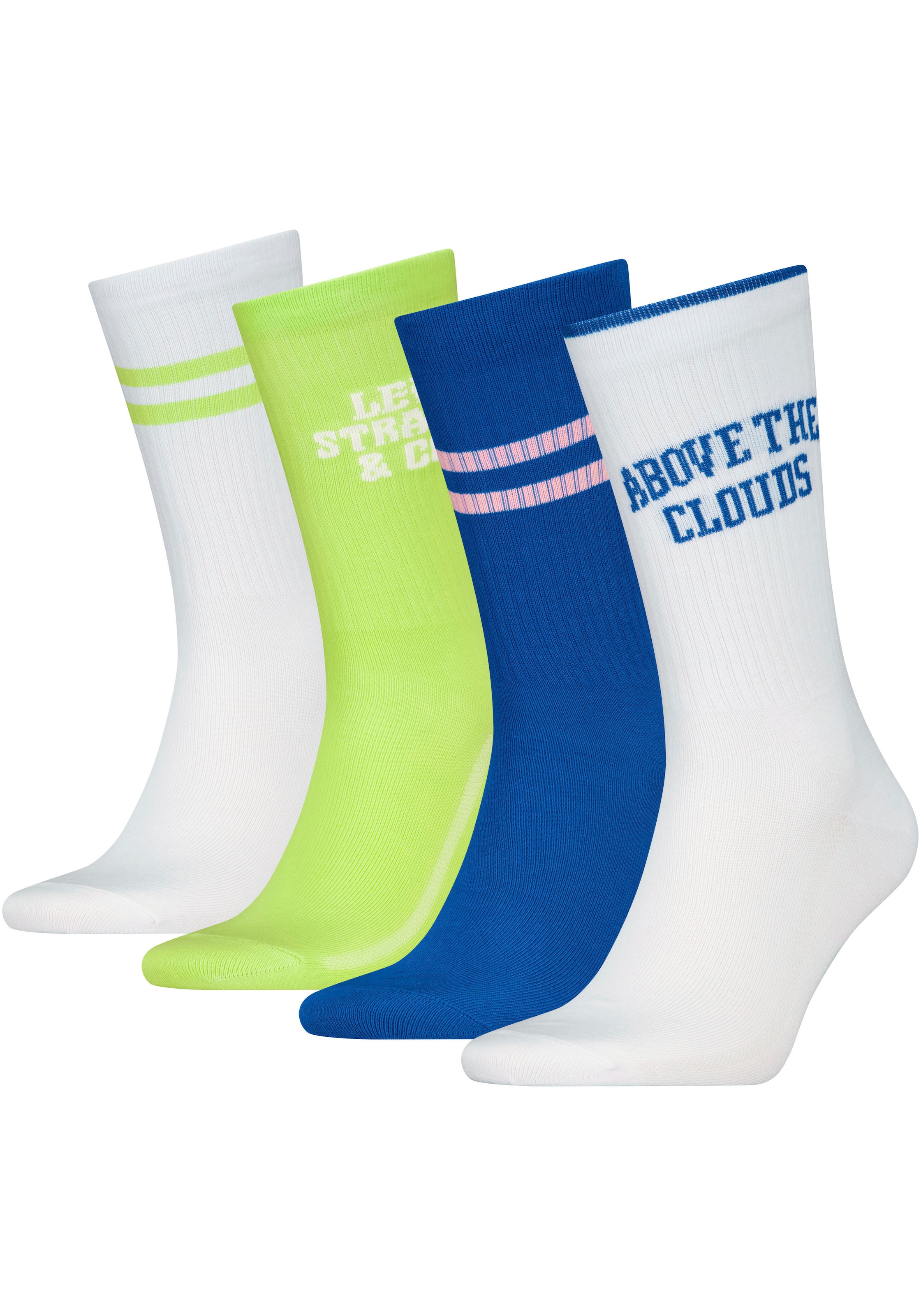 Levi's® Socken, (4 Paar), mit farblich abgesetzten Streifen, Geschenkbox