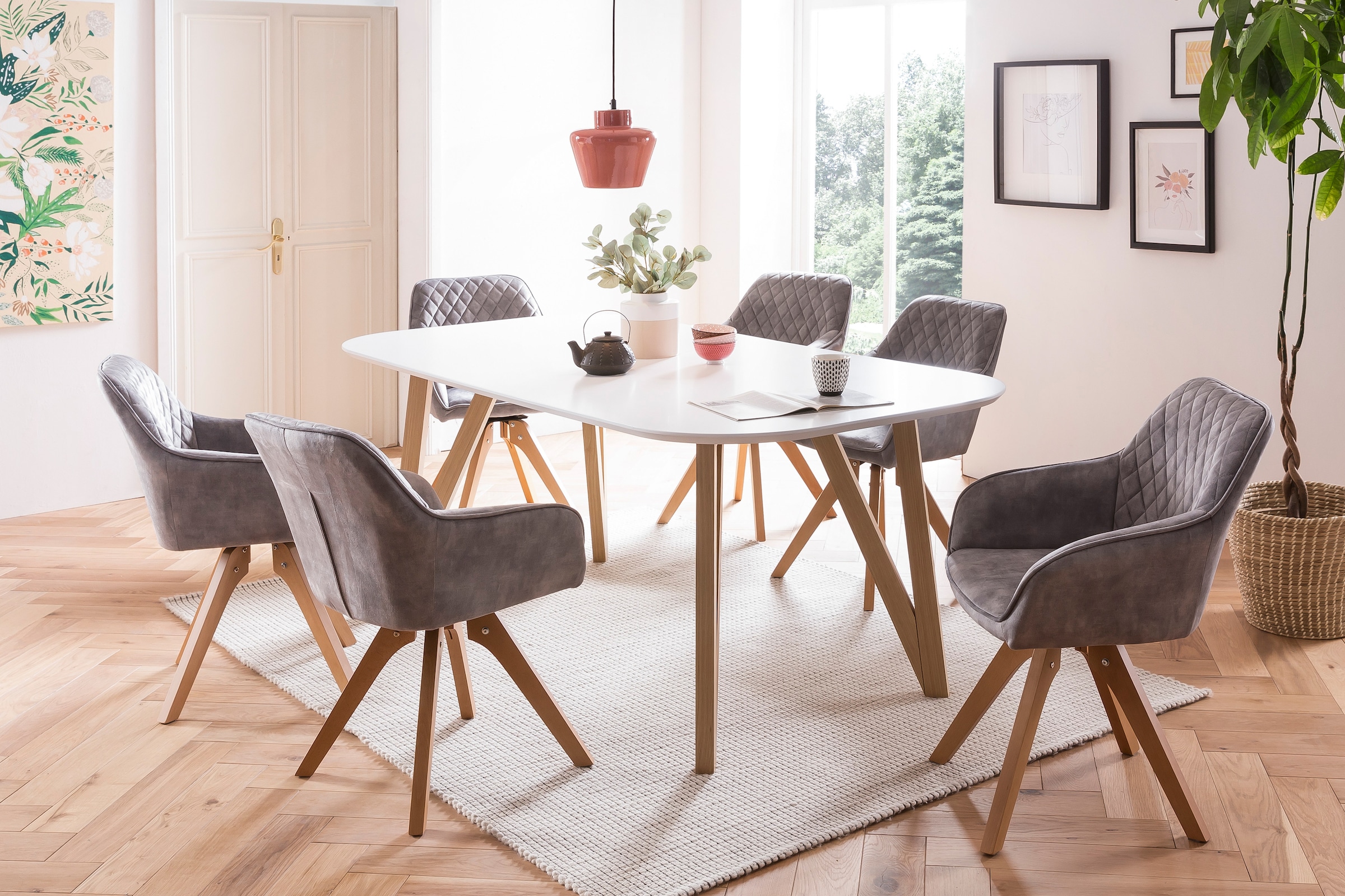 SalesFever Essgruppe »Elegante Sitzgruppe« 5-teiliges Set: Samtverlour-Stüh günstig online kaufen