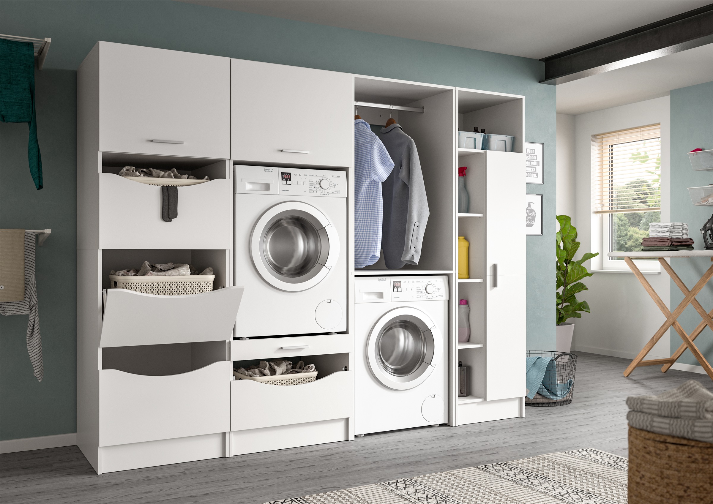 welltime Badmöbel-Set »FALAS, TOPSELLER!, 4-teilig, Hauswirtschaftsraum Set günstig online kaufen