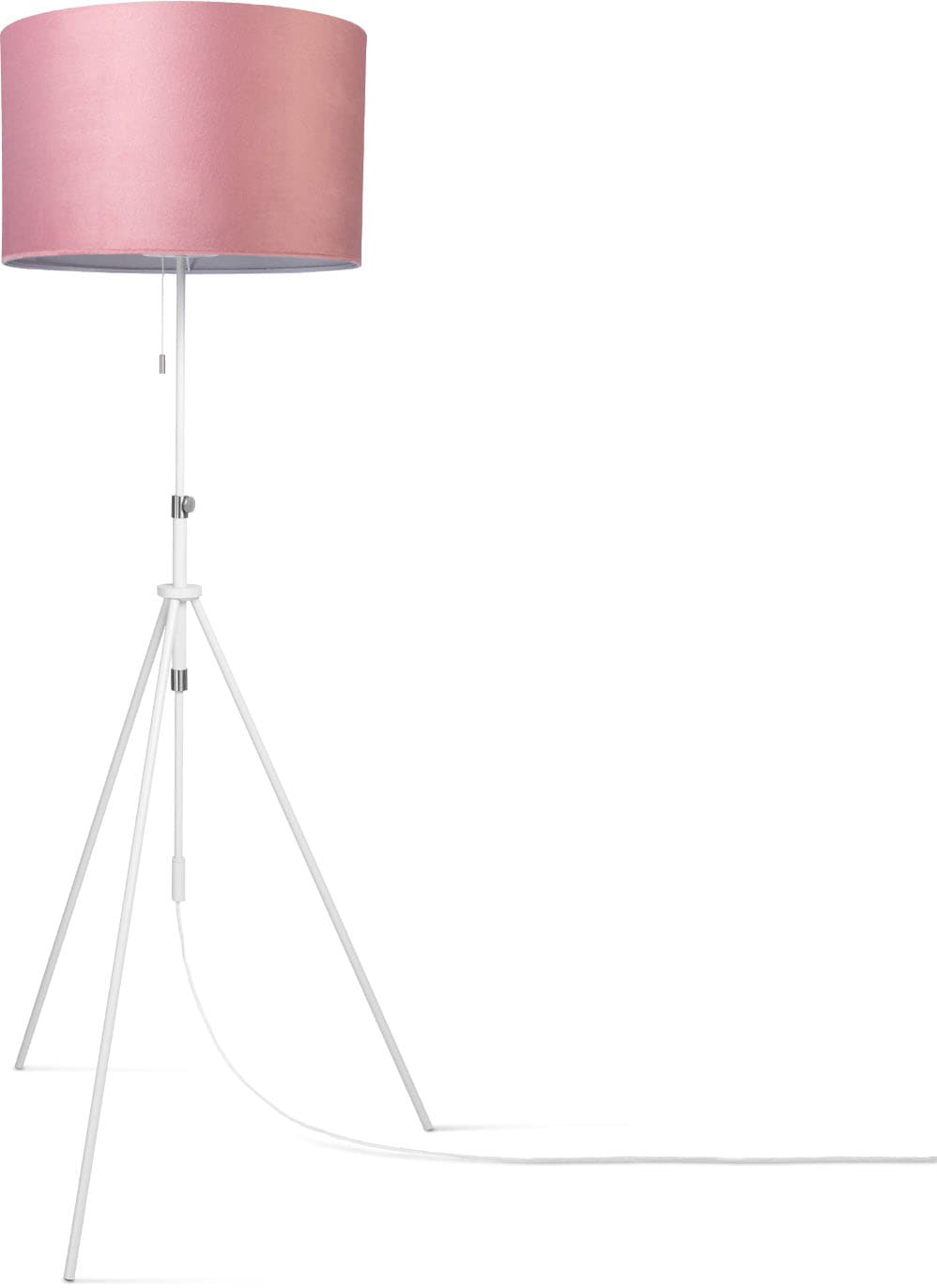 Paco Home Stehlampe »Naomi uni Color« E27 Wohnzimmer Höhenverstellbar 121,5 bis 176,5 cm Zugschalter Velour