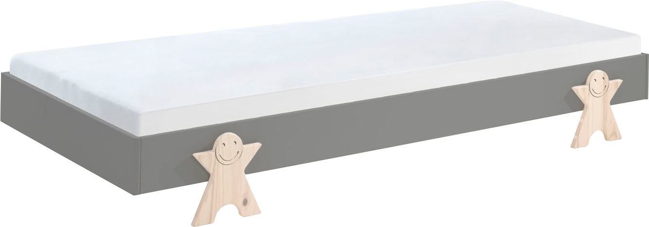 Vipack Kinderbett »Modulo, stapelbares Einzelbett, inkl. Rolllattenrost, 2 Farben«, (B/H/T ca. 203,6x93,8x48cm, Fuß Smile massiv, Bettseiten MDF lackiert), Liegefläche 90/200 cm, einzeln oder als 2-er Set erhältlich