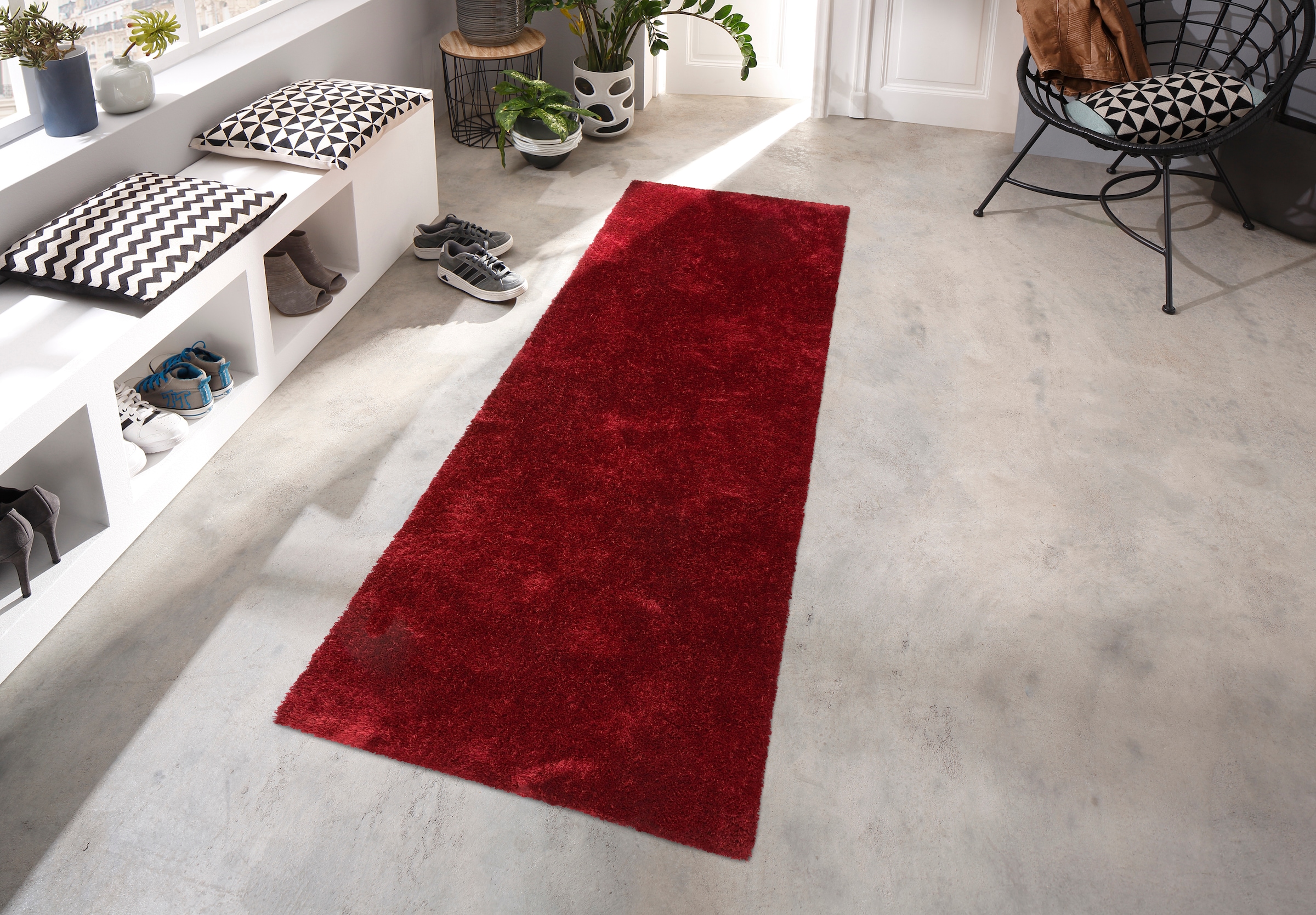 Bruno Banani Hochflor-Läufer »Dana Teppich, Kundenliebling«, rechteckig, 30 mm Höhe, Brücke, uni, weich, Mikrofaser, Diele, Flur, Wohnzimmer, Schlafzimmer