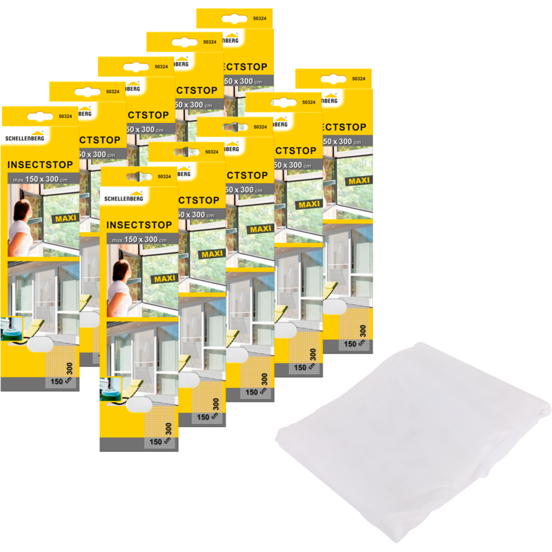 SCHELLENBERG Fliegengitter-Gewebe »Maxi für große Fenster« Packung, 10 Stk. tlg. Insektenschutz und Mückenschutz, 150 x 300 cm, anthrazit und weiß...