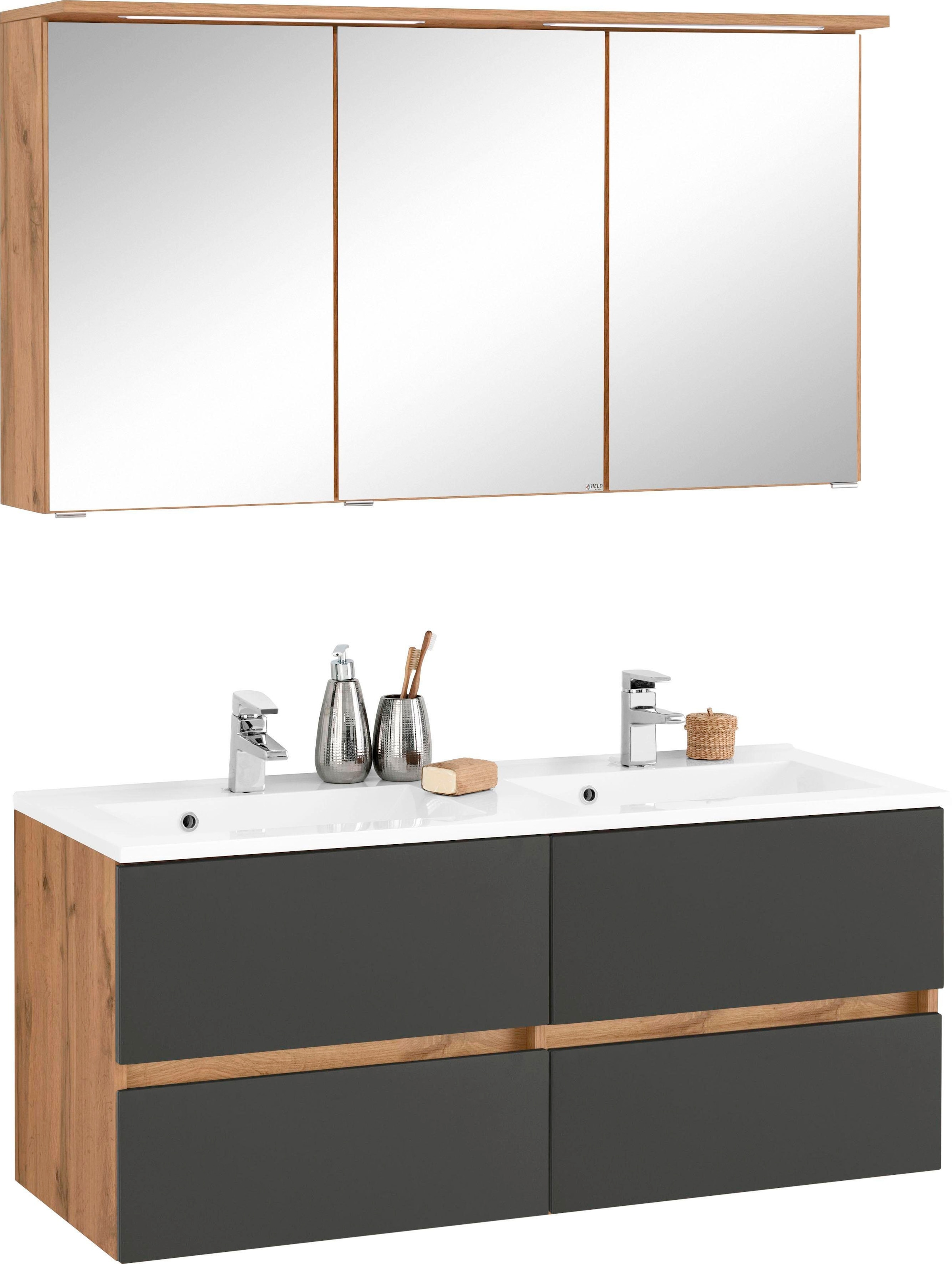 welltime Badmöbel-Set »Lucca« 2 Stk. tlg. Doppelwaschtisch, Breite 120 cm günstig online kaufen