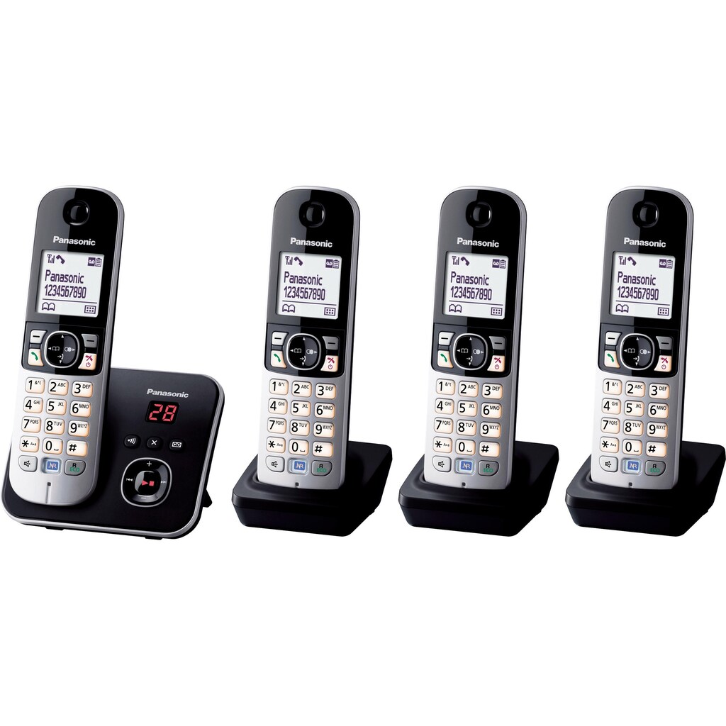 Panasonic Schnurloses DECT-Telefon »KX-TG6824GB«, (Mobilteile: 4), Nachtmodis, Freisprechen, Anrufbeantworter