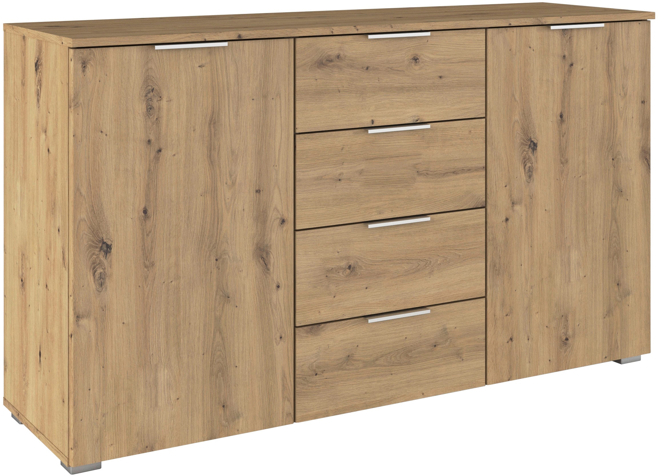 OTTO home Kombikommode »Sideboard Schubladenkommode AGORDO mit Dekor- oder Hochglanzfront« in zwei Griff-Farben, Breite 120 cm,  vier große Schubladen, mit insgesamt 4 Einlegeböden MADE IN GERMANY