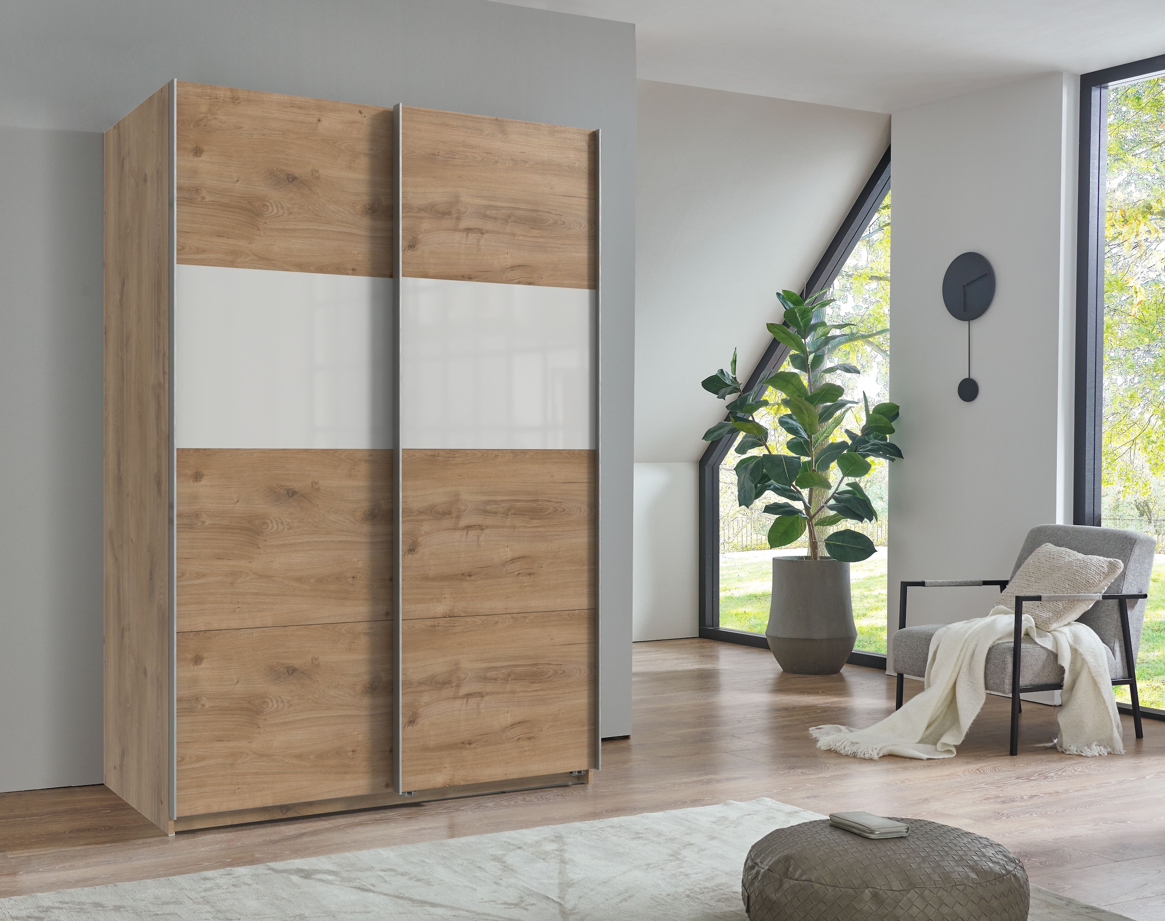 Wimex Schwebetürenschrank »Bramfeld TOPSELLER Kleiderschrank«, mit Glaselementen und zusätzlichen Einlegeböden