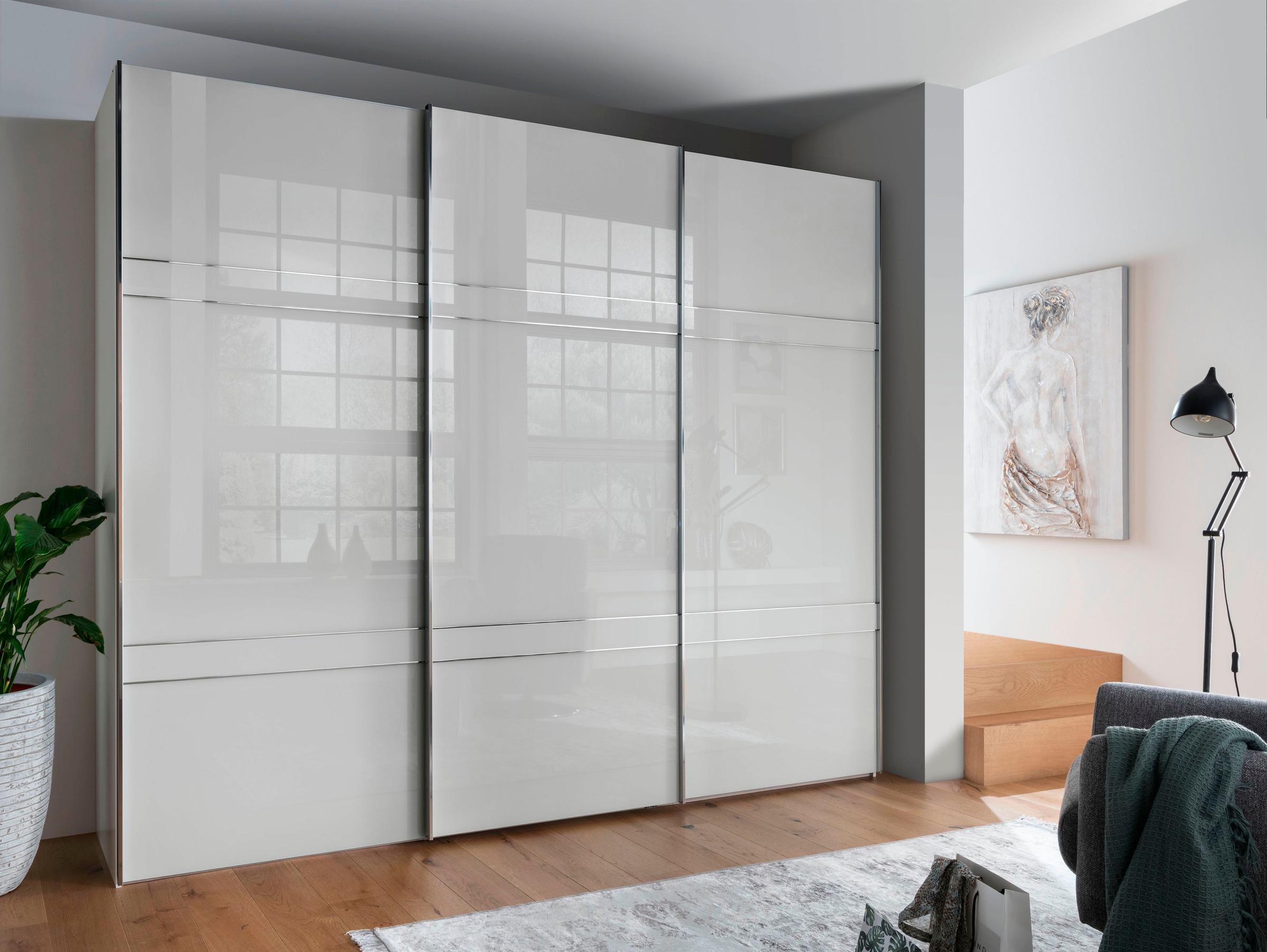 WIEMANN Schwebetürenschrank »Rialto«, hochwertige Glasfront mit Querriegeln
