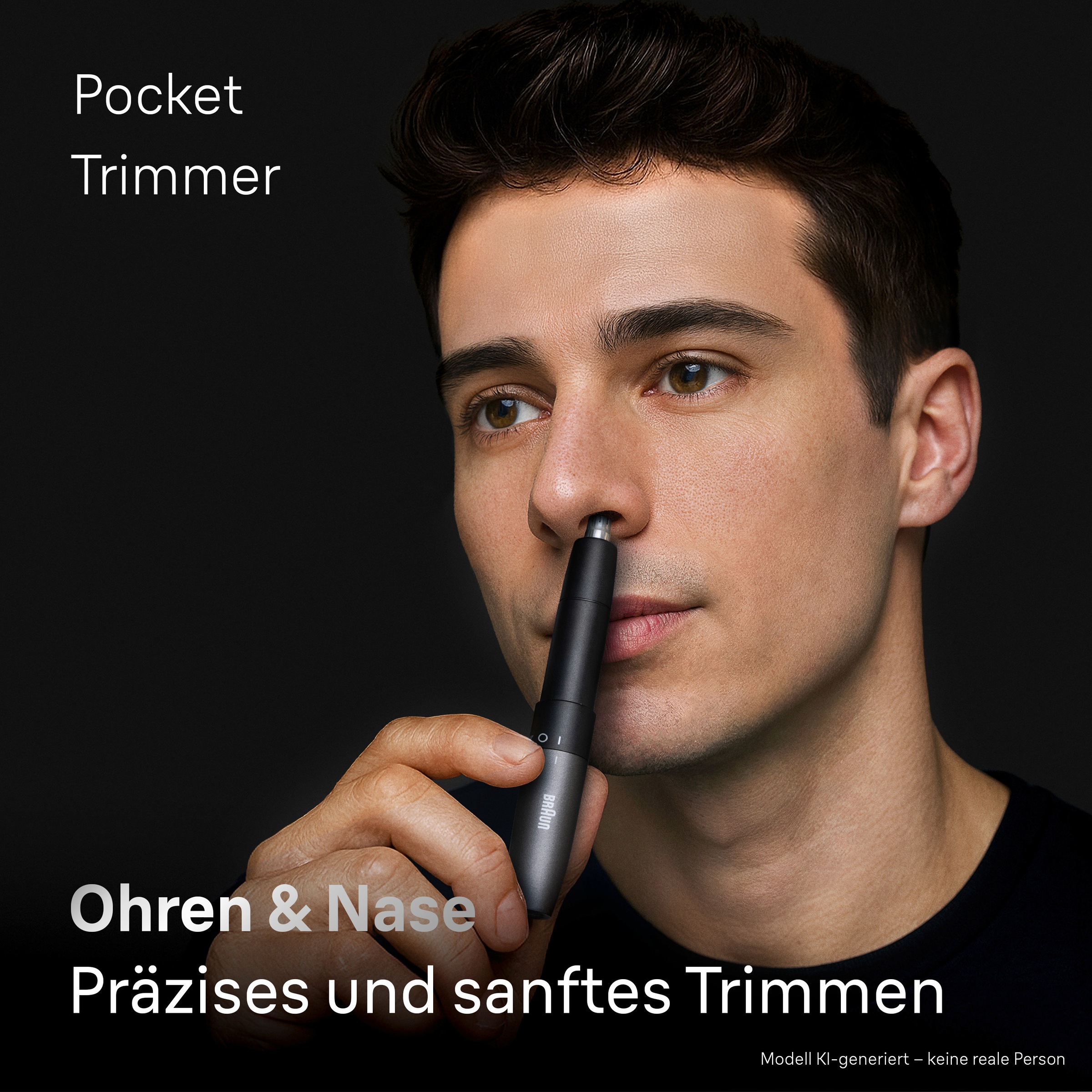 Braun Nasen- und Ohrhaartrimmer »EN10« 1 Aufsätze Doppelklingen, SkinGentle Technologie, AAA Batterie Enthalten, Grau
