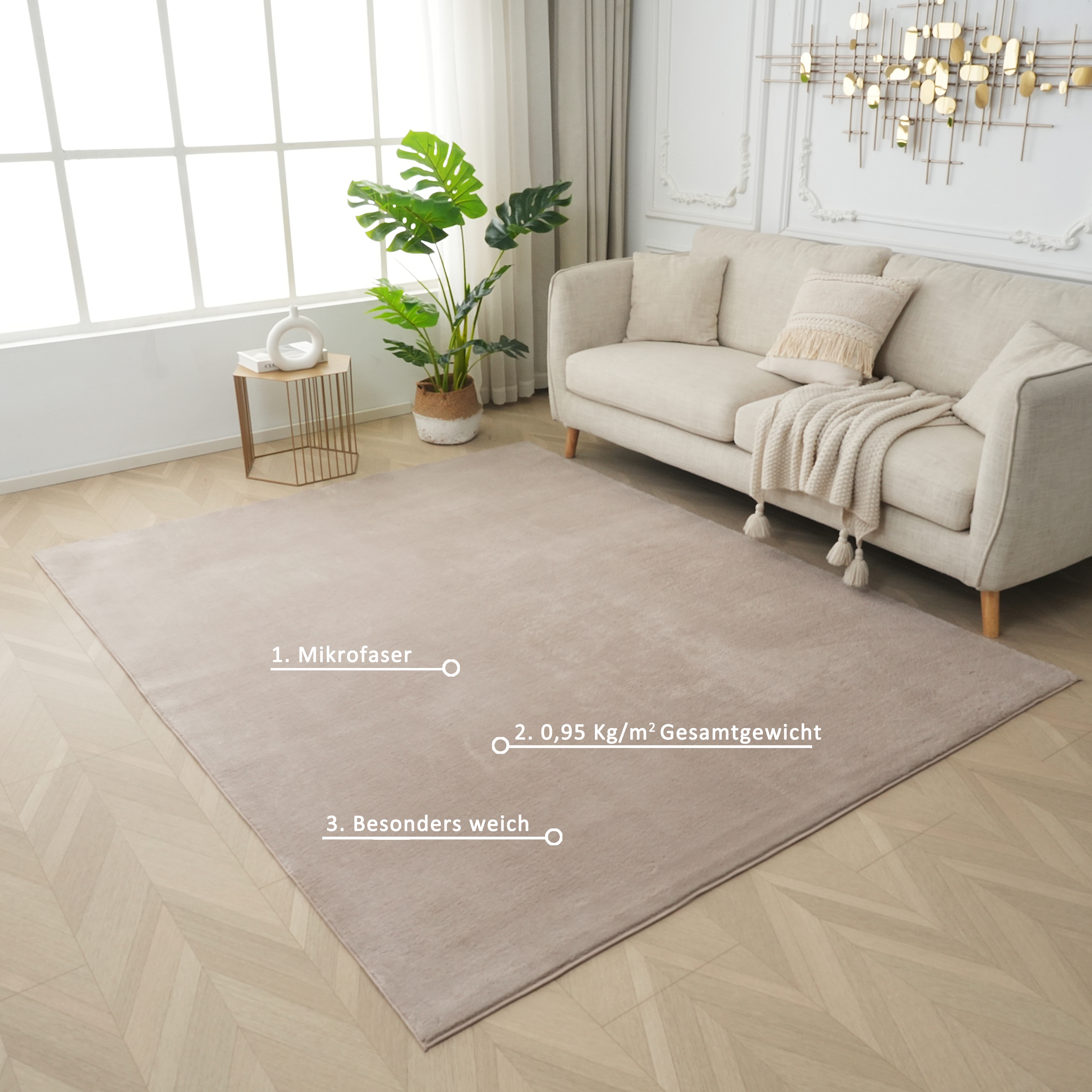 my home Teppich »Cali light, weich, modern, waschbar« rechteckig 13 mm Höhe Uni-Farben, kuschelig, & weich, Wohnzimmer, Schlafzimmer, Esszimmer