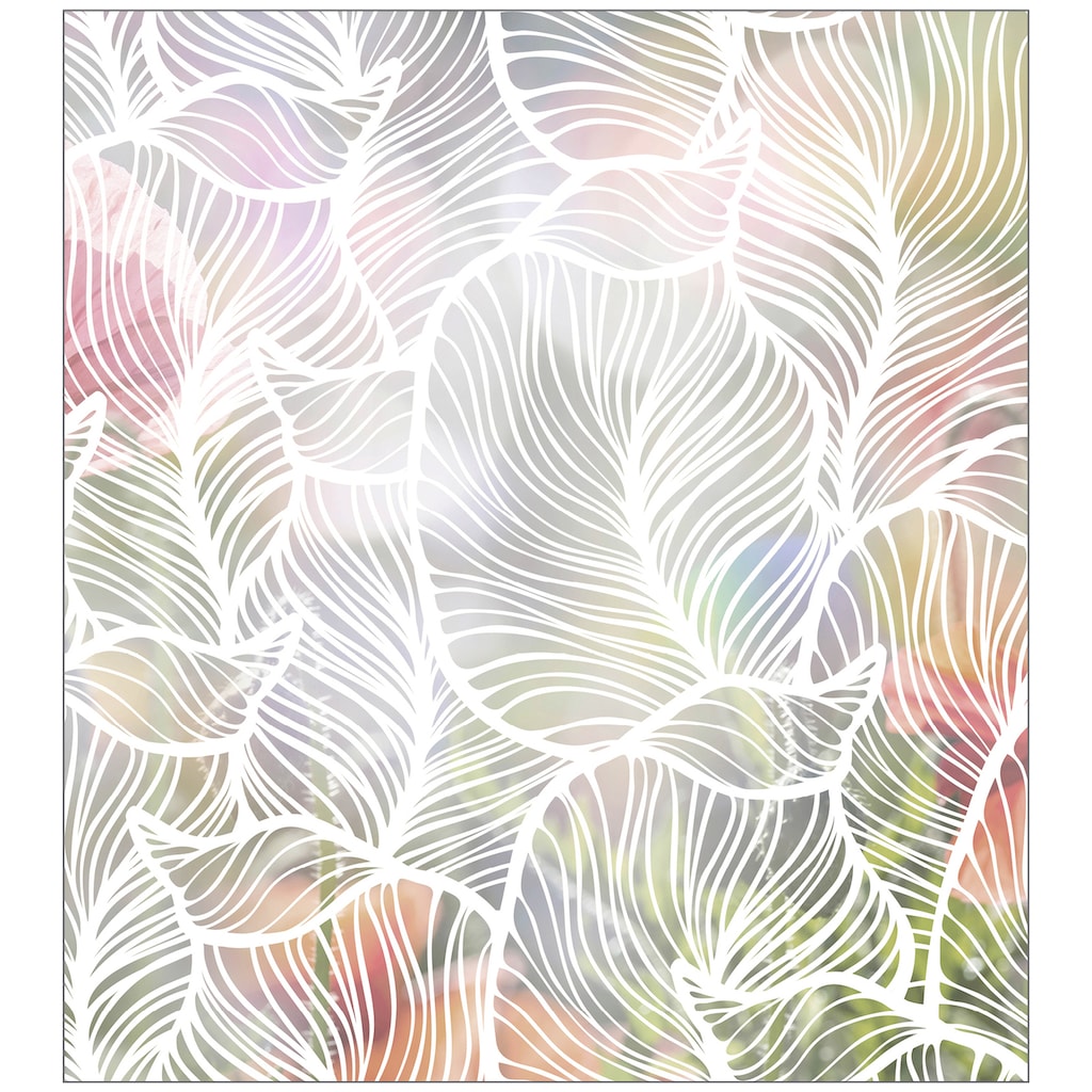 MySpotti Fensterfolie »Look Leaves white«, halbtransparent, glattstatisch haftend, 90 x 100 cm, statisch haftend
