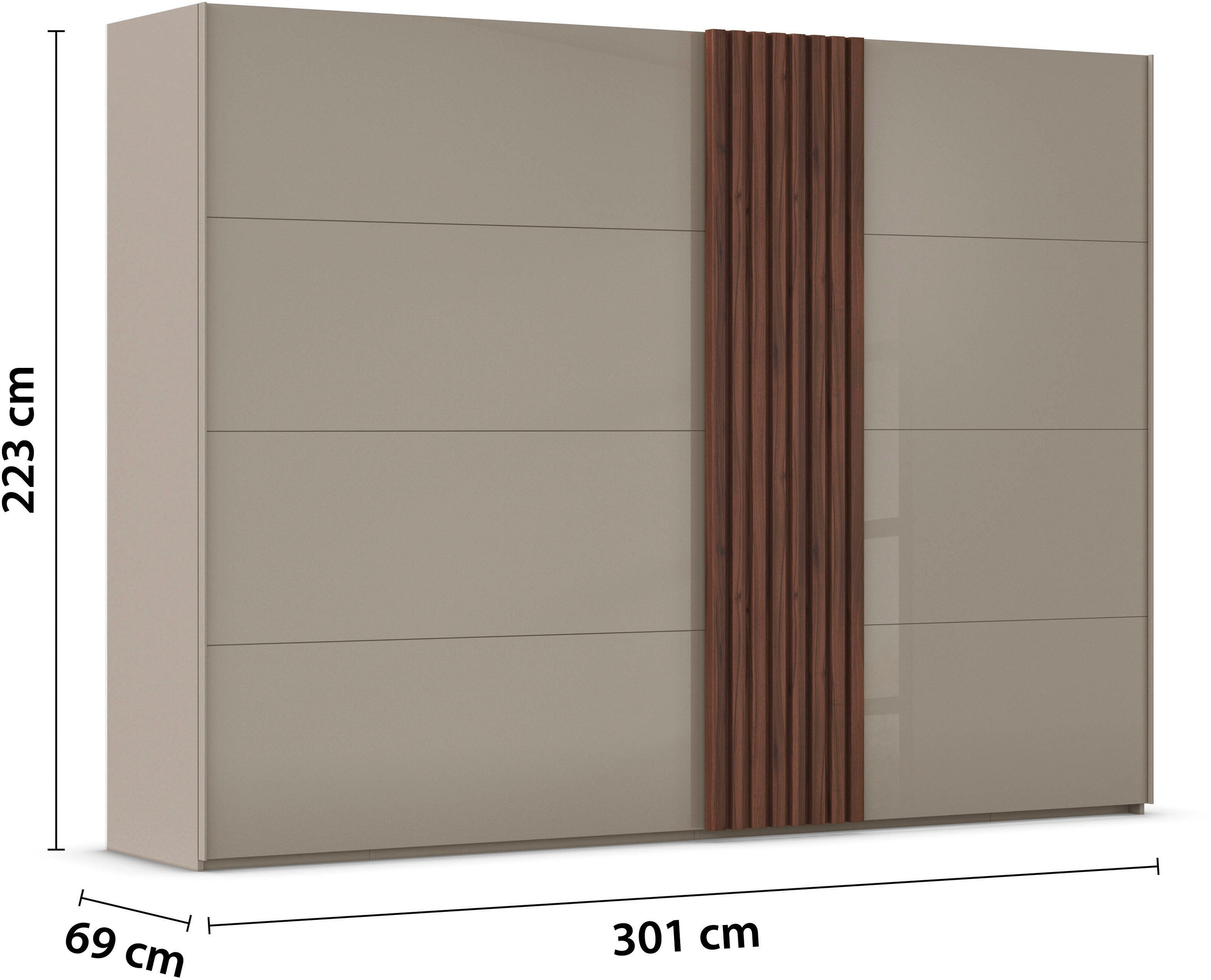 rauch Schwebetürenschrank »Kleiderschrank Schrank Garderobe Wäscheschrank TEGIO«, mit hochwertigen Holzdekoraufleistung und Glasfront MADE IN GERMANY