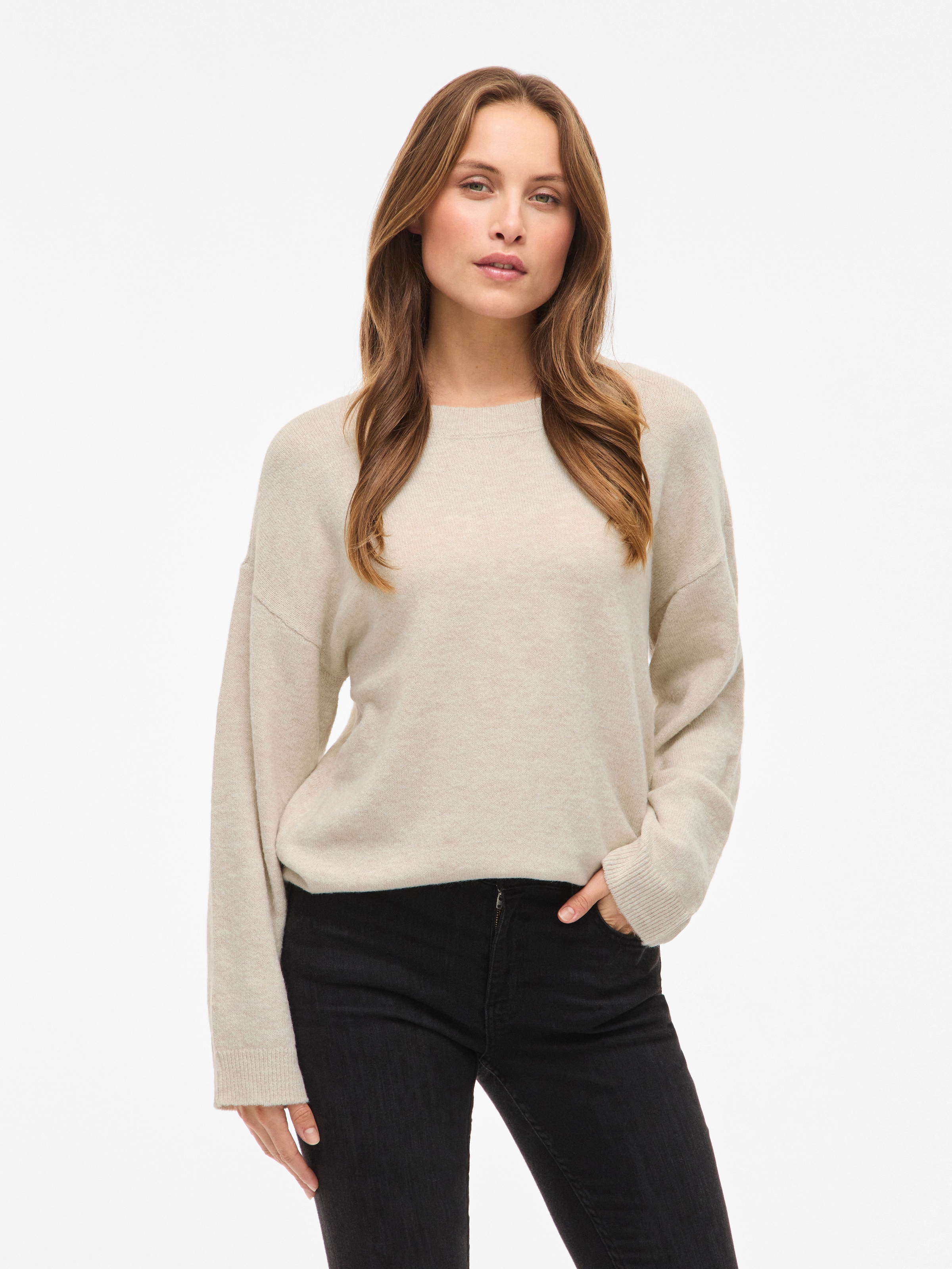 Vila Strickpullover »VILIGA L/S O-NECK KNIT TOP - NOOS«