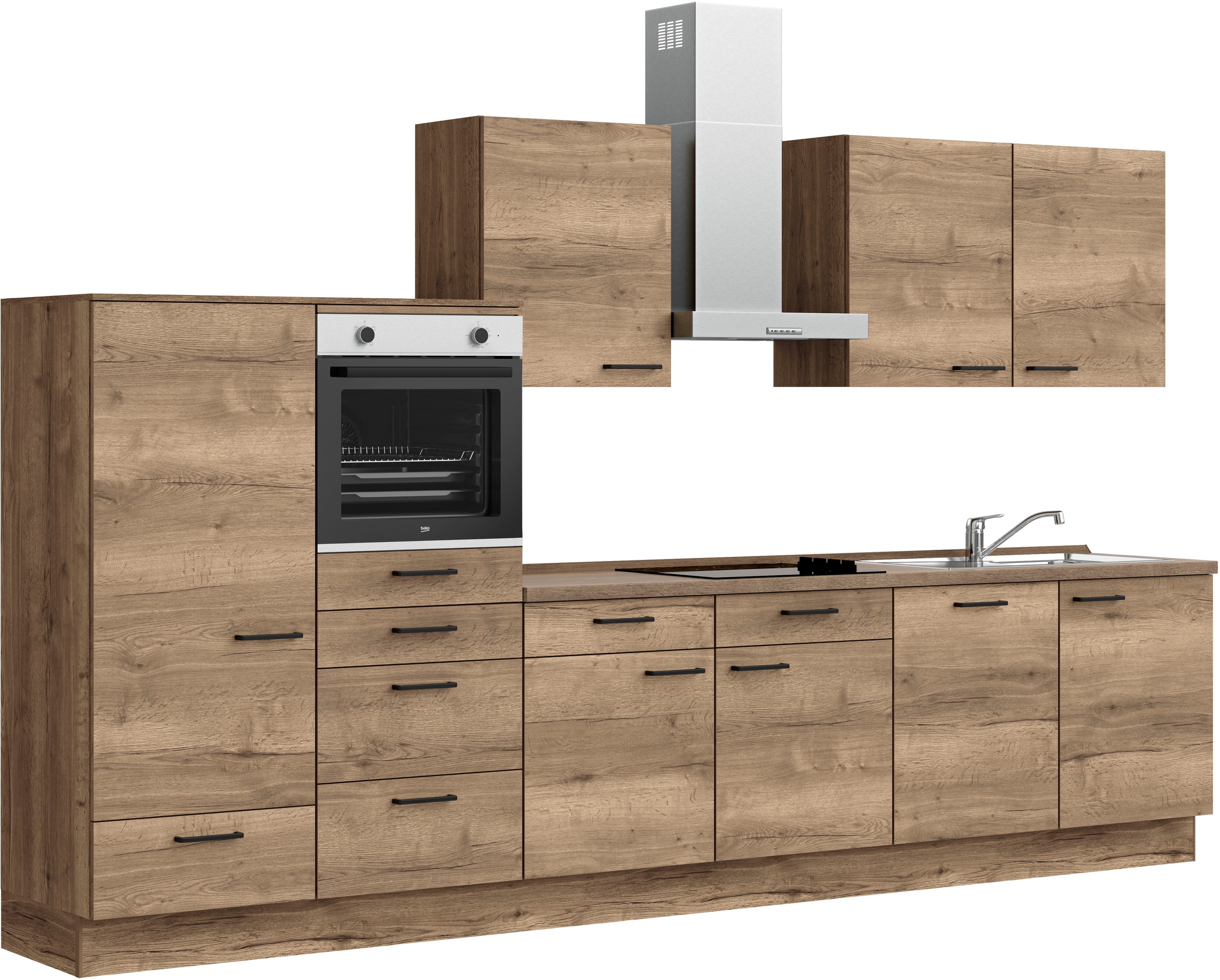 nobilia® Küchenzeile »"Structura I"« vormontiert, Ausrichtung wählbar, Breite 360 cm, wahlw. mit E-Geräten