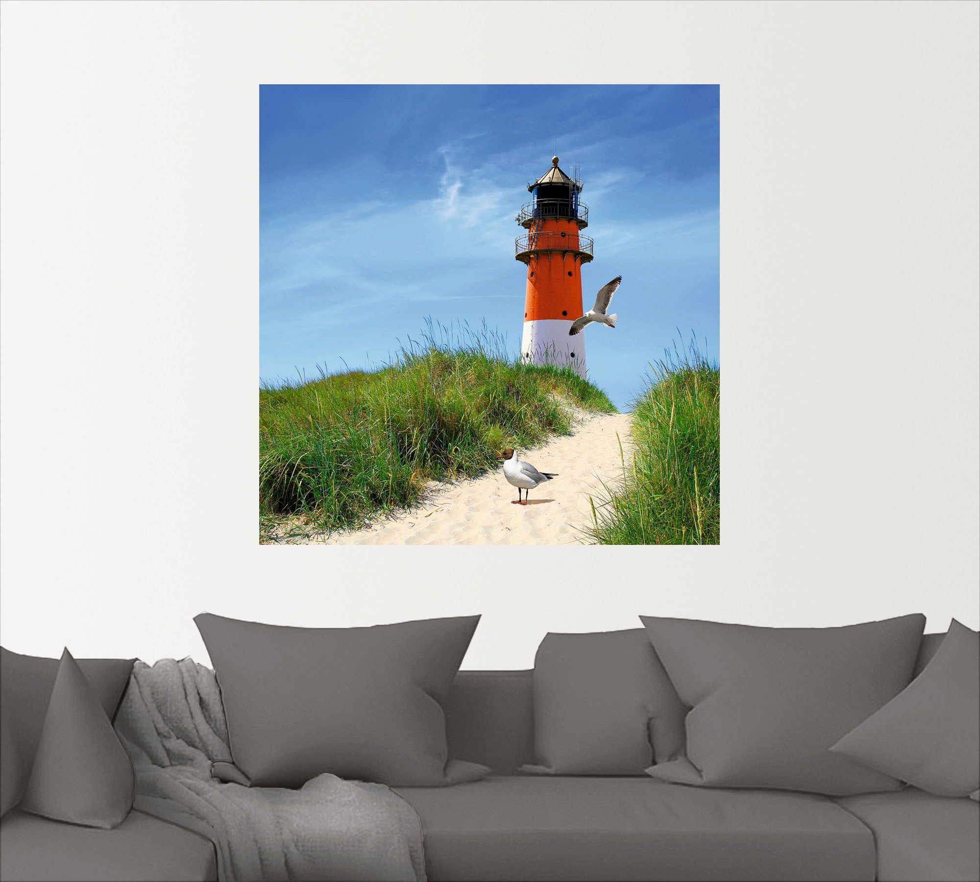 Artland Wandbild »Am Leuchtturm«, Gebäude, (1 St.), als Leinwandbild, Wandaufkleber in verschied. Größen
