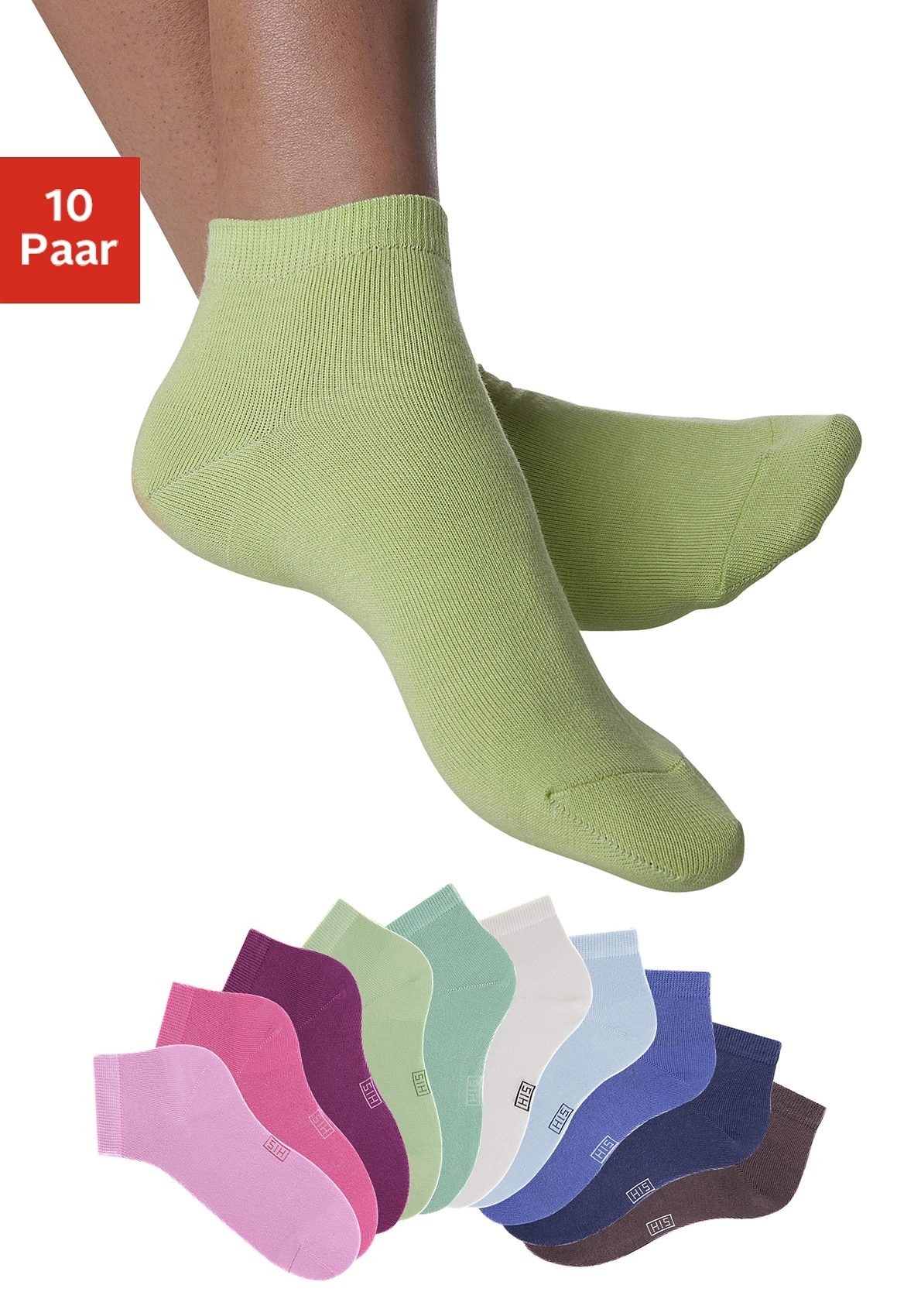 Kurzsocken, (Packung, 10 Paar), mit verstärkter Ferse und Spitze